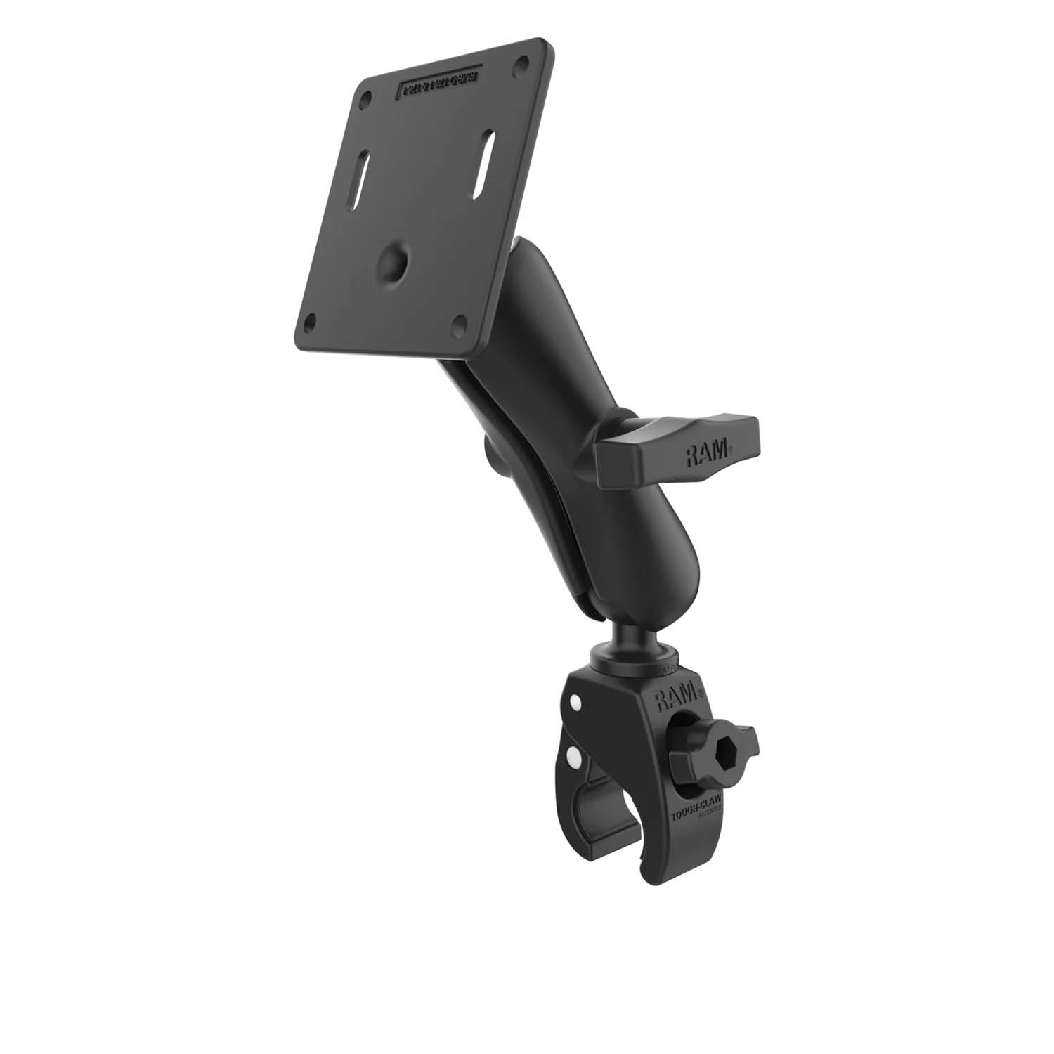 RAM Mounts Tough-Claw Set - C-Kugel (1,5 Zoll), Tough-Claw klein (Durchmesser 15,88-28,96 mm), mittlerer Verbindungsarm, 75x75 mm VESA-Platte