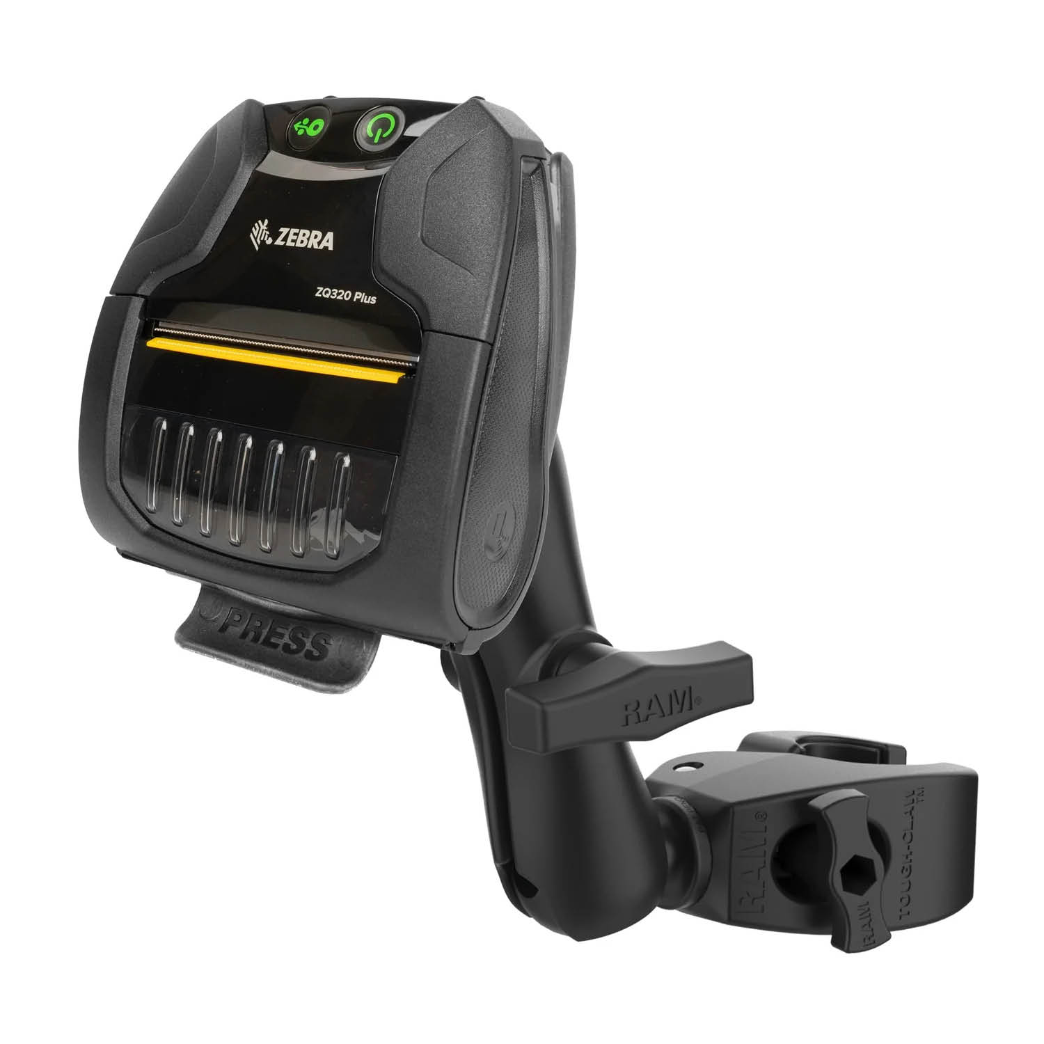 RAM Mounts Klemmhalterung für Zebra ZQ320 Drucker - C-Kugel (1,5 Zoll), Medium Tough-Claw™ (25,4-40,6 mm Durchmesser)