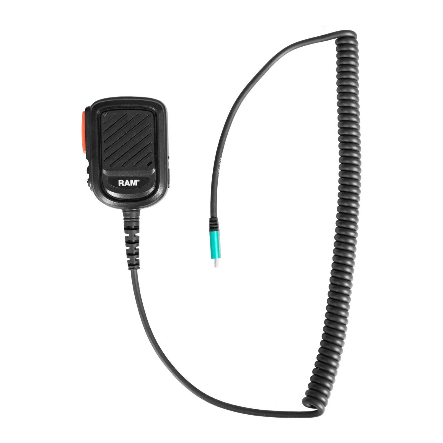 RAM Mounts Handmikrofon mit Lautsprecher für ESChat & Zello Systeme - gewendeltes Kabel mit USB-C Stecker