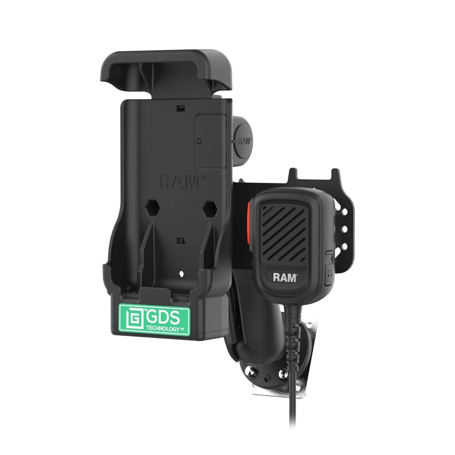 RAM Mounts GDS PTT Speaker Mic Kit (Kodiak) Bundle for Samsung XCover7 Pro & XCover6 Pro in IntelliSkin Protective Sleeve - USB-C Connector - Mounting-Kit