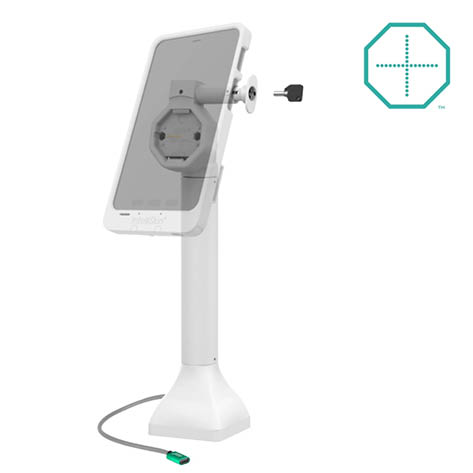 RAM Mounts GDS Uni-Conn Stand-Ladestation (14 Zoll) - Dreh- & Schwenkbar - abschliebar (Schlüssel) - USB-C - Rückseitige Pogo-Pads - hellgrau