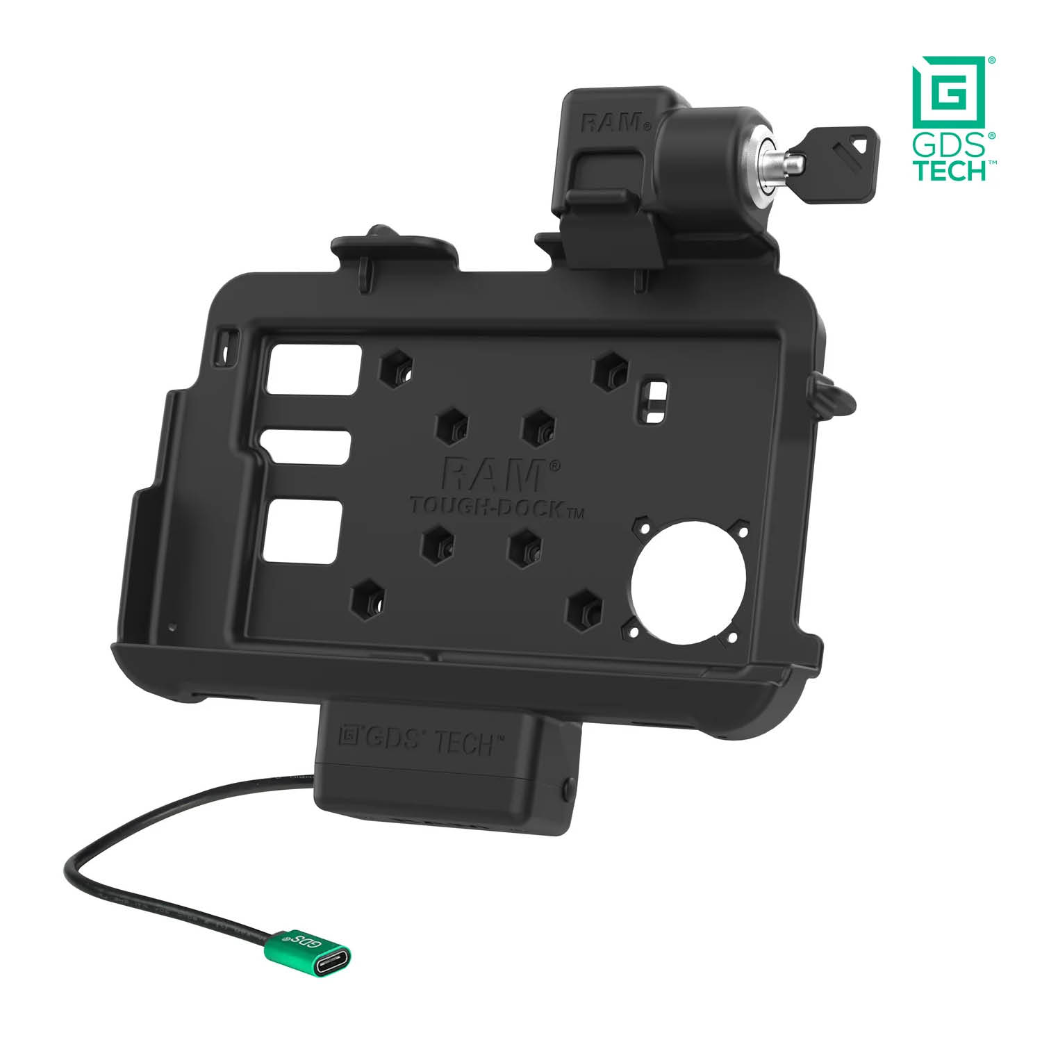 RAM Mounts GDS Thin-Dock Halteschale (Schlüsselverriegelung) für Zebra ET401 & ET4x (8 Zoll) Tablets in IntelliSkin Ladeschutzhülle - USB-C-Anschluss