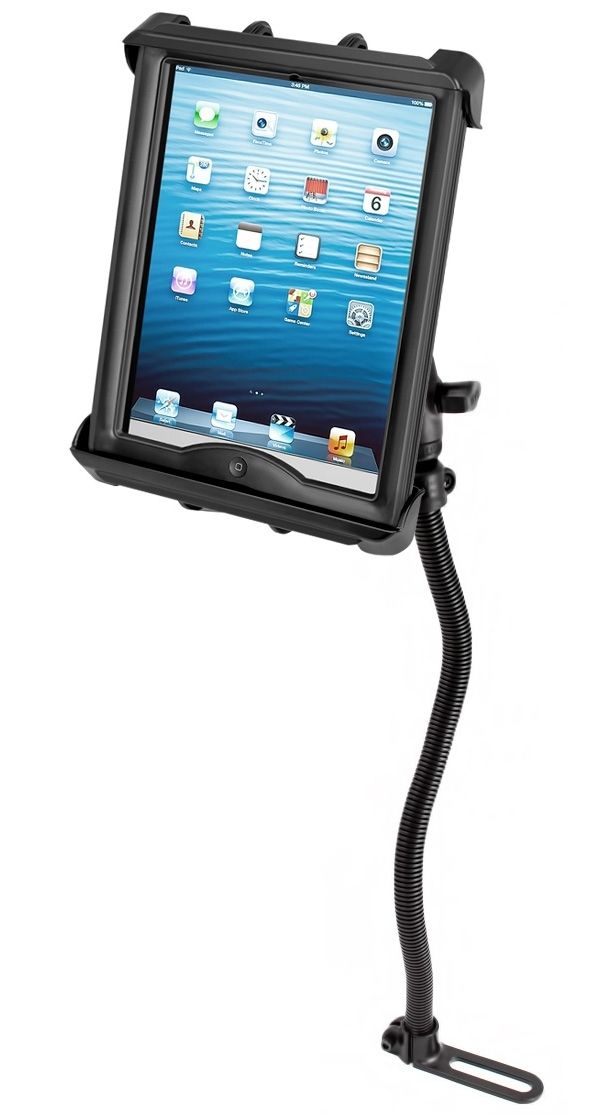 RAM Mounts Pod I Sitzschienen-Adapter mit Universal Tab-Tite Halteschale (10 Zoll Tablets) - B-Kugel (1 Zoll), flexibler Stab (ca. 450 mm)