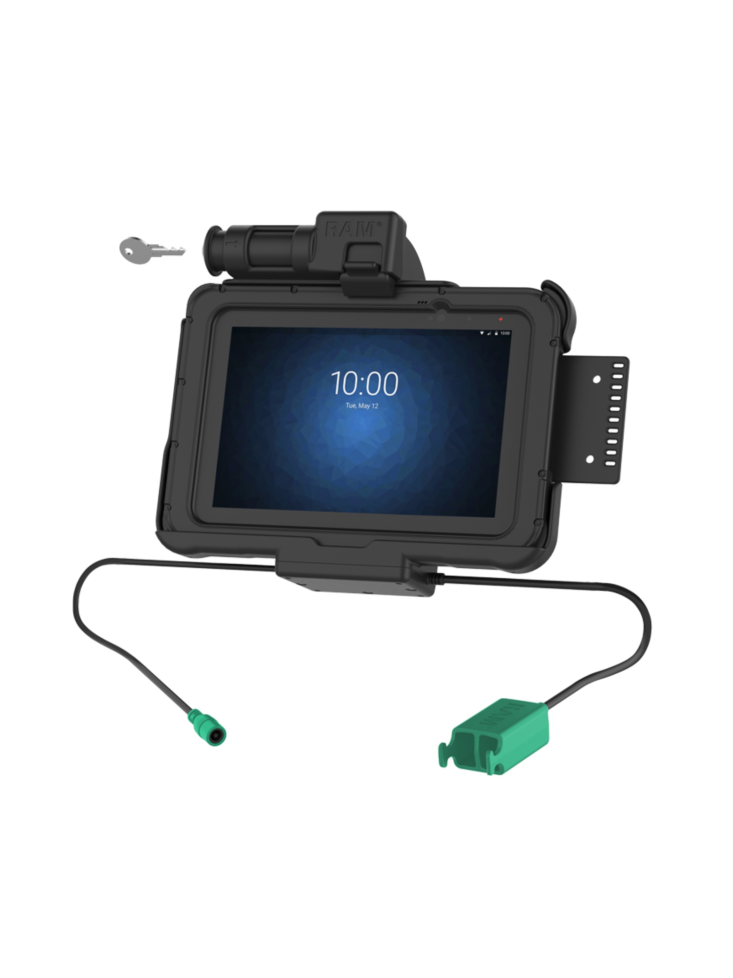 RAM Mounts Form-Fit Halteschale (Schlüsselverriegelung) für Zebra ET5x 8.3“ & 8.4“ Serie - In Rugged Boot - 5.5mm DC & Dual USB-A-Anschluss