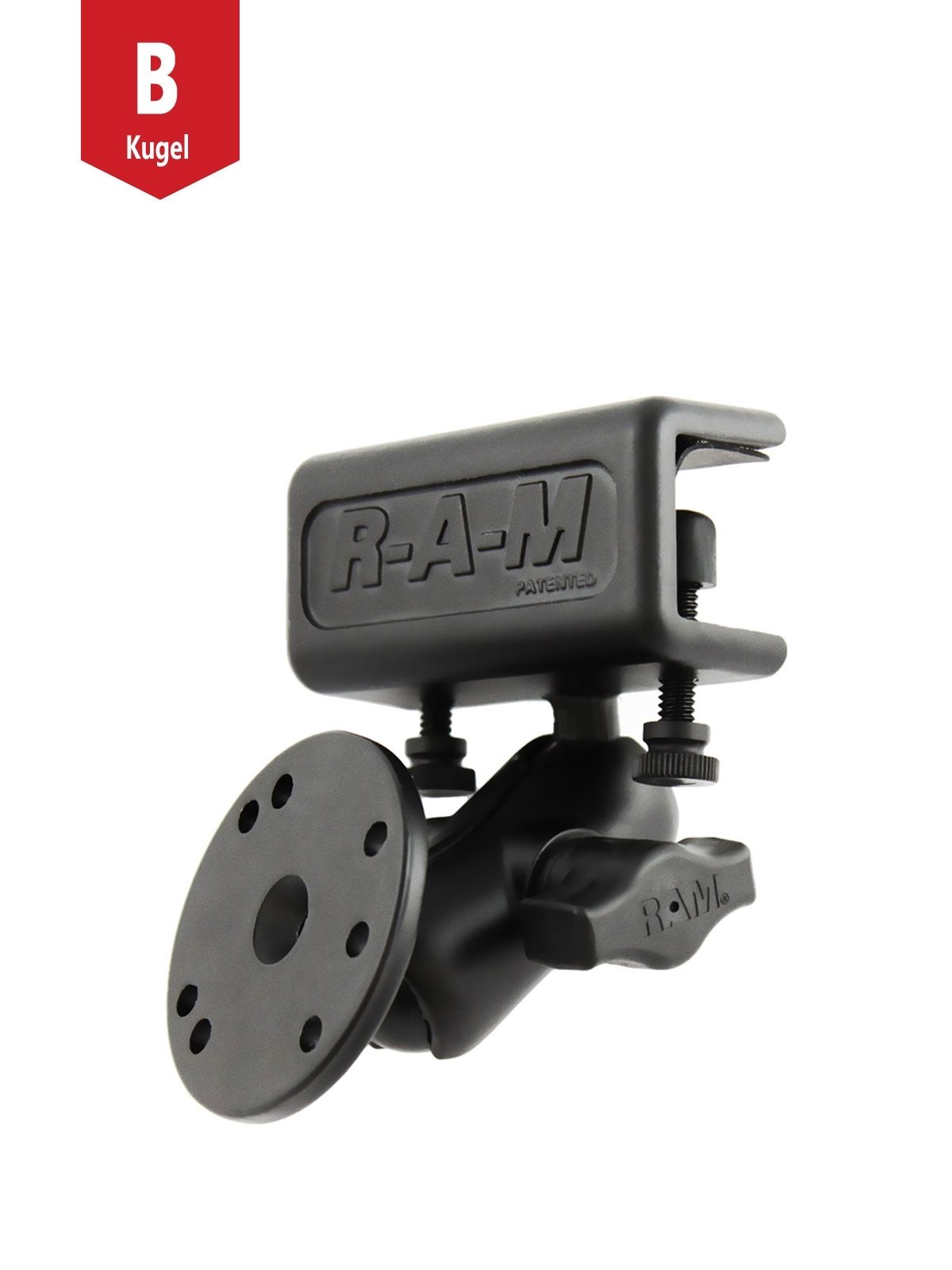RAM Mounts Luftfahrt-Set - B-Kugel (1 Zoll), Panel-Klammer, kurzer Verbindungsarm, runde Basisplatte (AMPS)