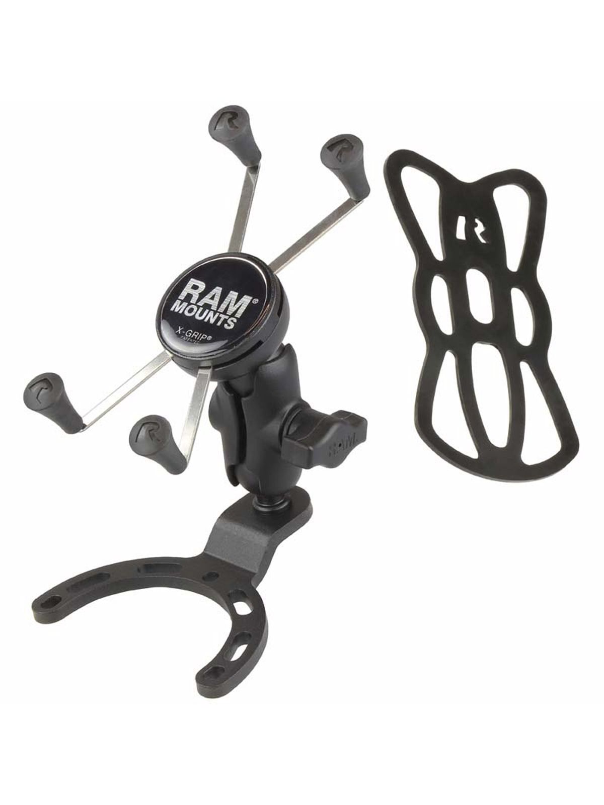 RAM Mounts X-Grip Motorrad-Halterung für Smartphones bis 114,3 mm Breite - B-Kugel (1 Zoll), Tank-Basis (Honda, Suzuki, Yamaha), kurzer Verbindungsarm