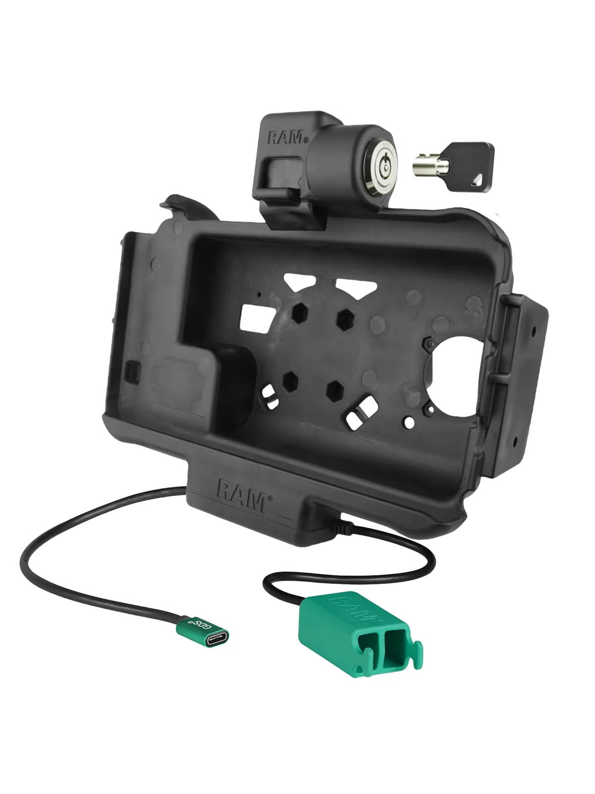 RAM Mounts Modular Form-Fit Halteschale (Schlüsselverriegelung) für Samsung Tab Active3 & Active5 - In OEM/RAM Schutzhülle - USB-C & Dual USB-A Anschluss