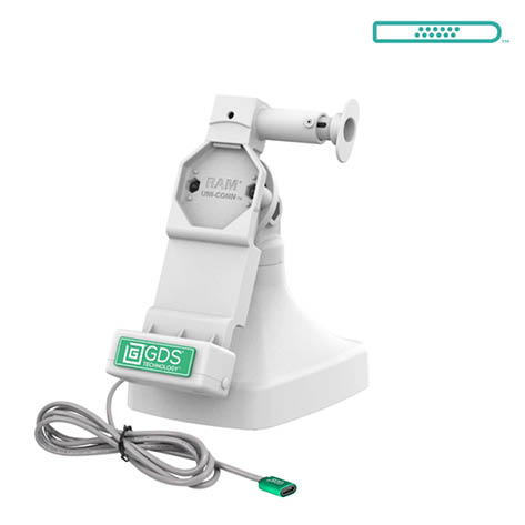 RAM Mounts GDS Uni-Conn Stand-Dockingstation - Dreh- & Schwenkbar - USB-C Anschluss - Pogo-Pads unten - Hellgrau