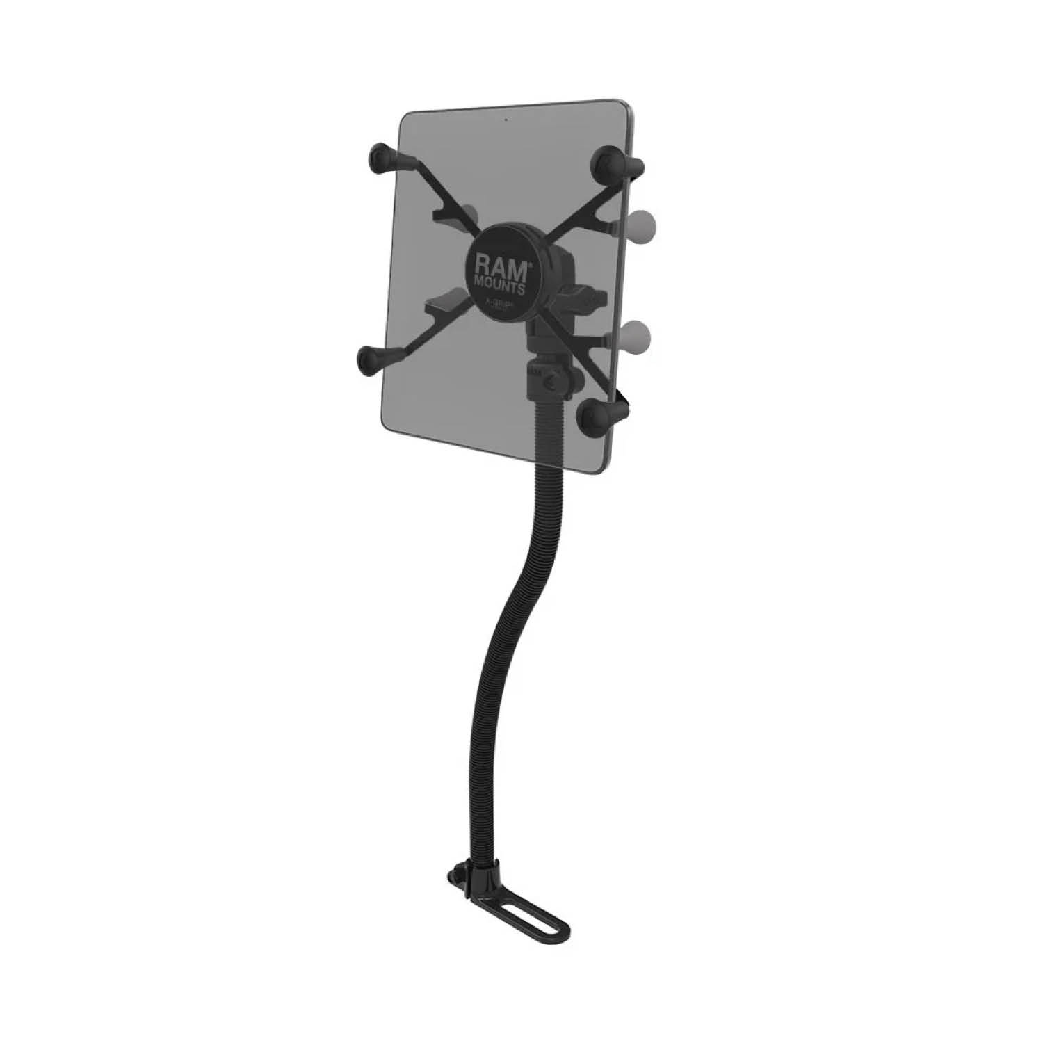 RAM Mounts X-Grip Schwanenhals-Halterung für 7-8 Zoll Tablets - 18 Zoll Aluminium Schwanenhals - Pod-Basis (Fahrzeugsitz - Ohne Bohren) - B-Kugel (1 Zoll) - Schrauben-Set