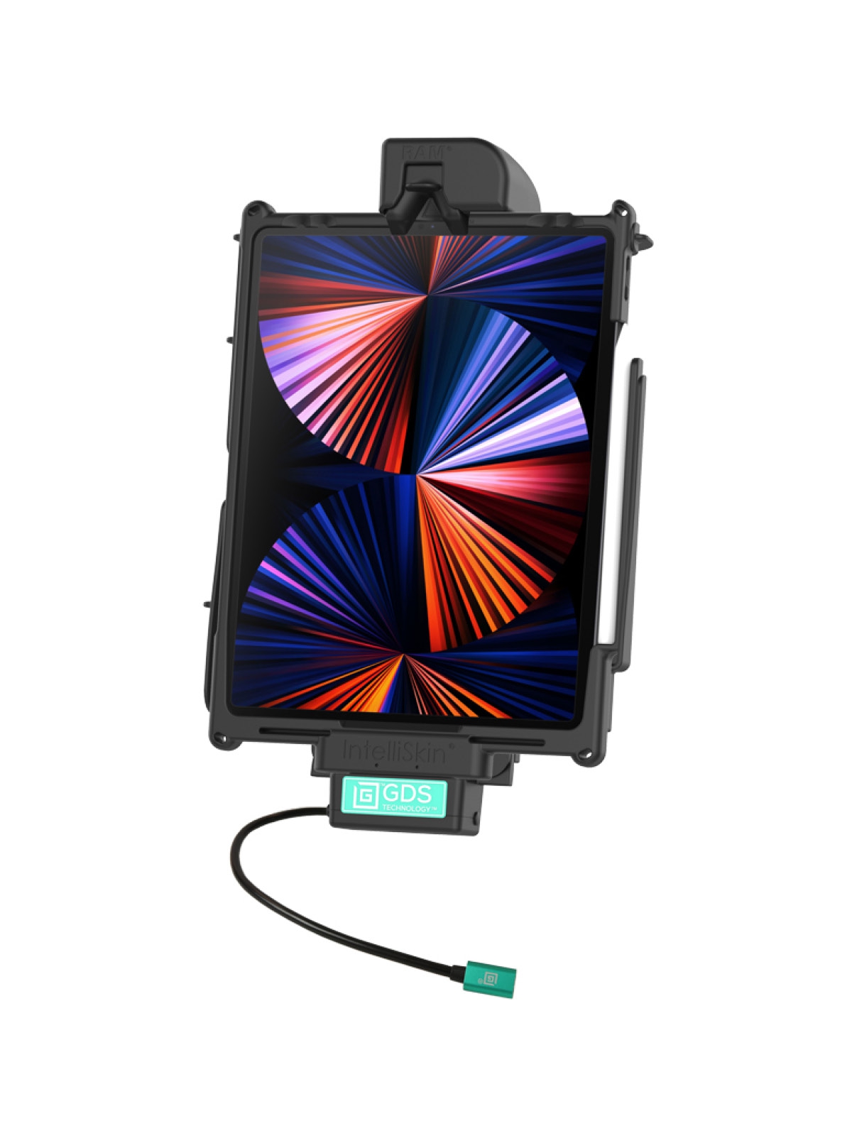 RAM Mounts GDS Tough-Dock Halteschale (Schnappverschluss) für Apple iPad Pro 12.9 (3-6 Gen.), Pro 13 (M4 & M5) & Air 13 (M2, M3 & M4) - In IntelliSkin Next-Gen Schutzhülle - USB-C Anschluss
