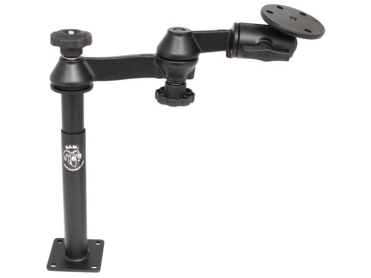 RAM Mounts Doppel-Schwenkarm mit Tele-Pole (ca. 200 mm) und Basis (ca. 225 mm) - Octagon-Verbindungsarm, runde Basisplatte (großer Durchmesser), C-Kugel (1,5 Zoll)