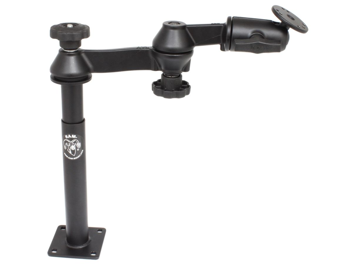 RAM Mounts Doppel-Schwenkarm mit Tele-Pole (ca. 200 mm) und Basis (ca. 225 mm) - Octagon-Verbindungsarm, runde Basisplatte (AMPS), C-Kugel (1,5 Zoll)