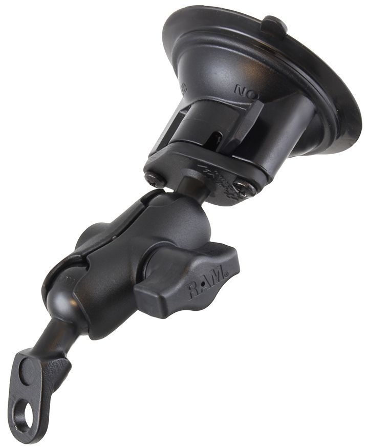 RAM Mounts Saugfuss-Set mit Kugel-Adapter - kurzer Verbindungsarm, Diamond-Basisplatte (Trapez), Kugel-Adapter (9 mm Loch), B-Kugel (1 Zoll), im Polyb