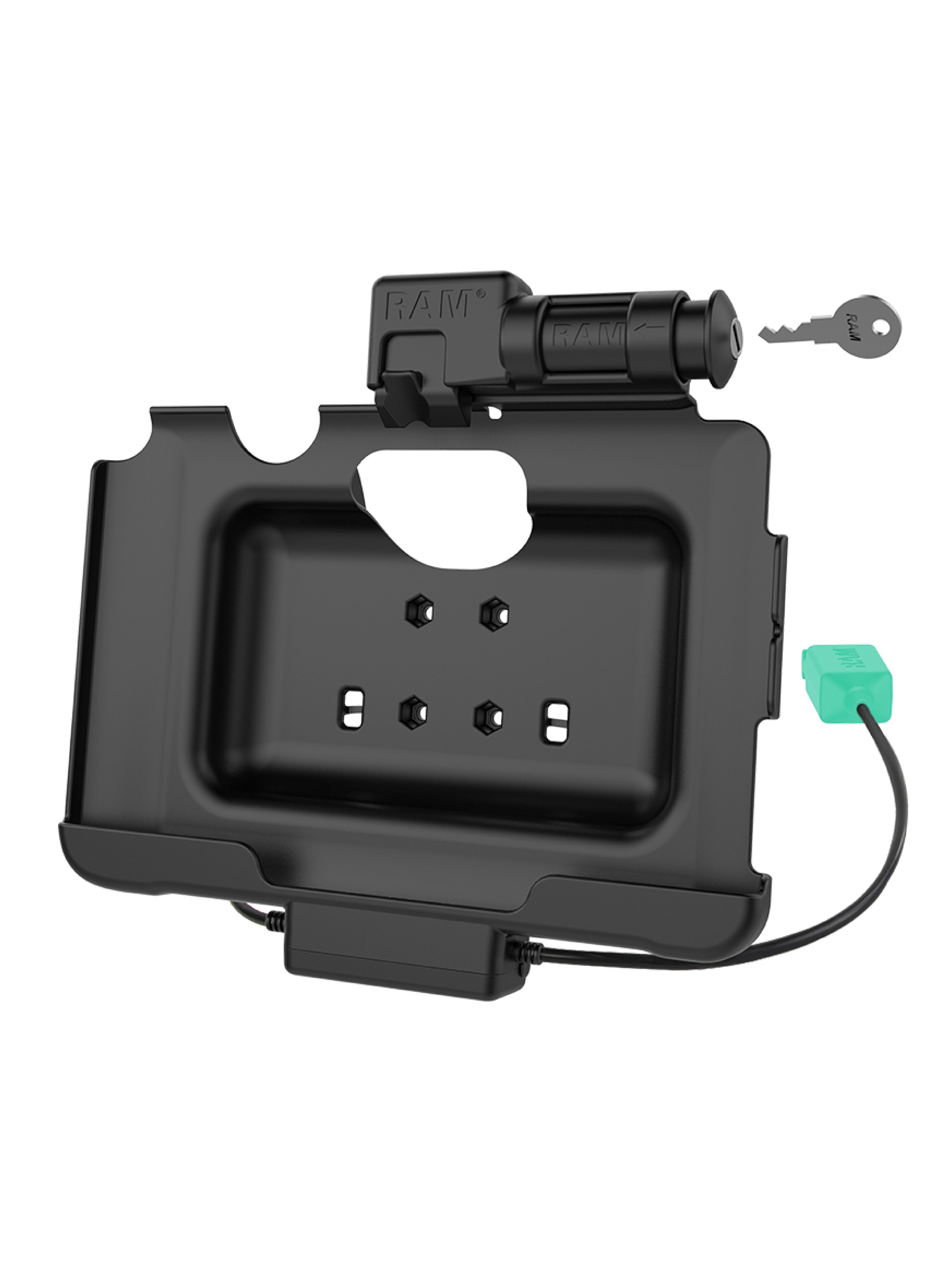 RAM Mounts Form-Fit Halteschale (Schlüsselverriegelung) für Samsung Tab Active4 Pro & Active5 Pro - in OEM/RAM Schutzhülle - MicroUSB & USB-A Dual Anschluss