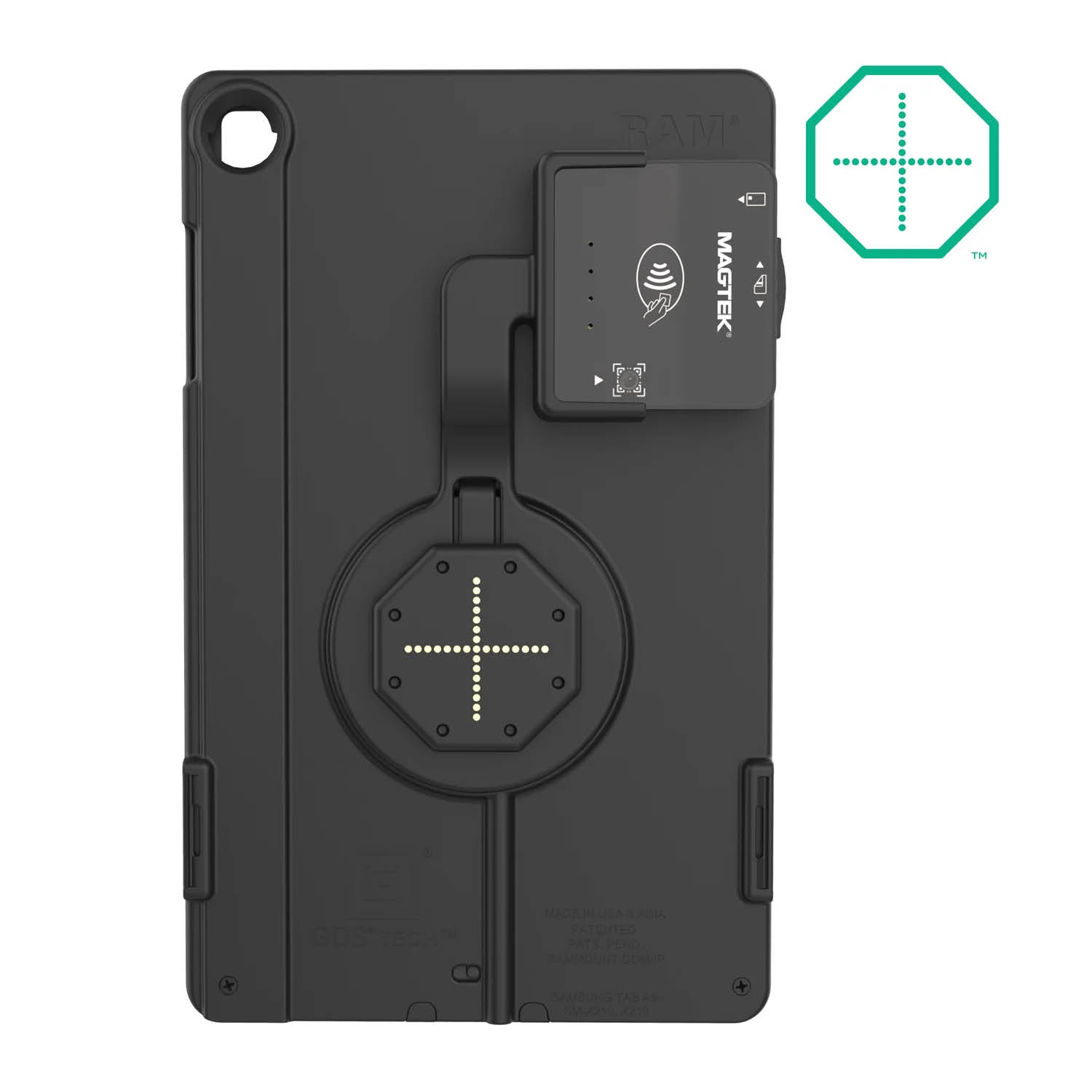 RAM Mounts IntelliSkin Thin-Case Ladeschutzhülle für Samsung Galaxy Tab A9+/A11+ inkl. MagTek Modul - Rückseitige Pogo-Pads - Externer USB-C Anschluss - GDS-Technologie