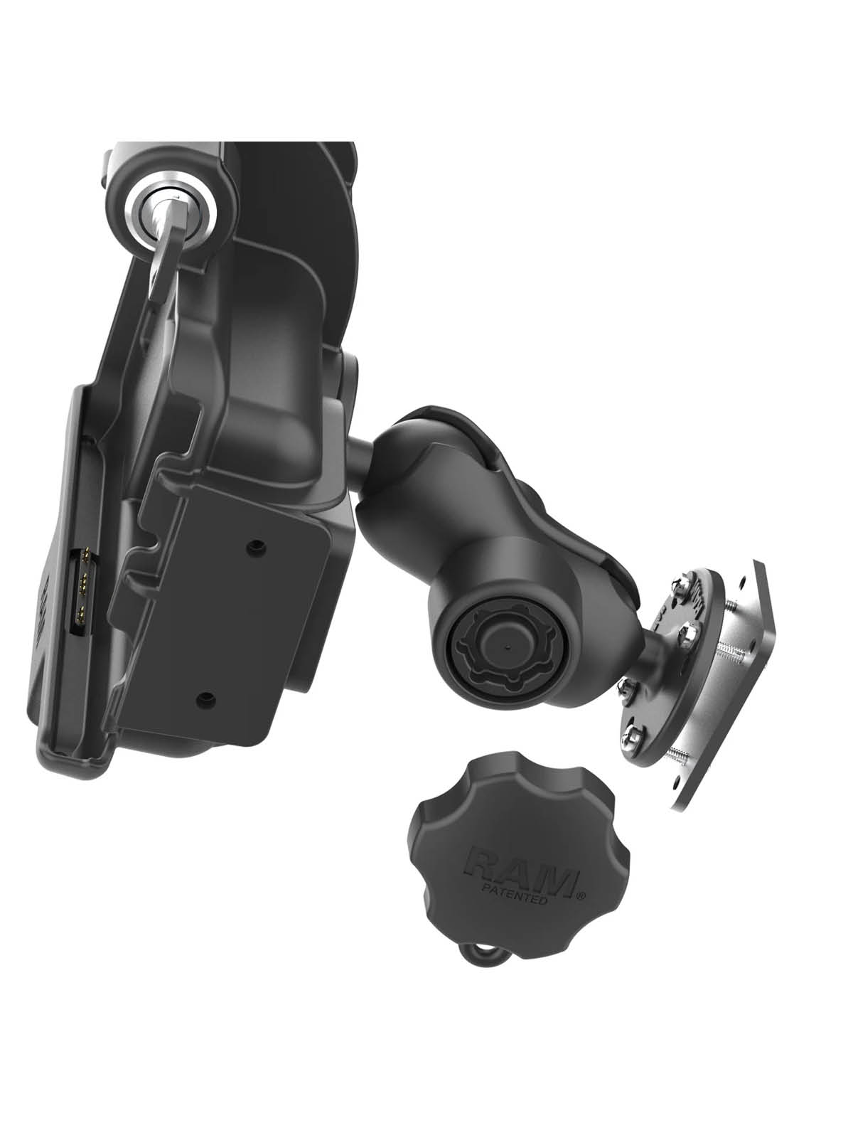 RAM Mounts Fahrzeug Modular Ladestation (Schlüsselverriegelung) für Samsung Tab Active3 & Active5 - In OEM/RAM Schutzhülle - USB-C Ausgang