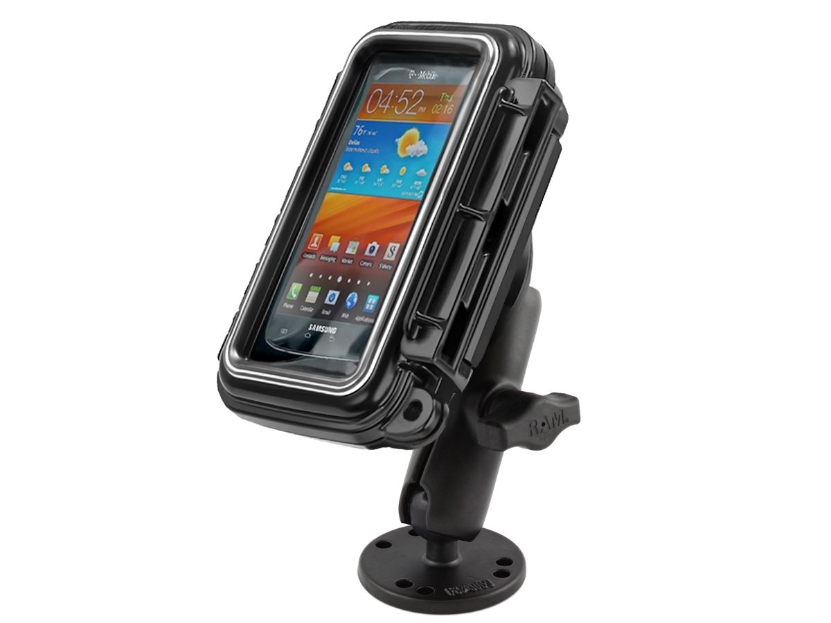 RAM Mounts Aufbauhalterung mit mittlerer Aqua Box - runde Basisplatte, mittlerer Verbindungsarm, B-Kugel (1 Zoll), im Polybeutel