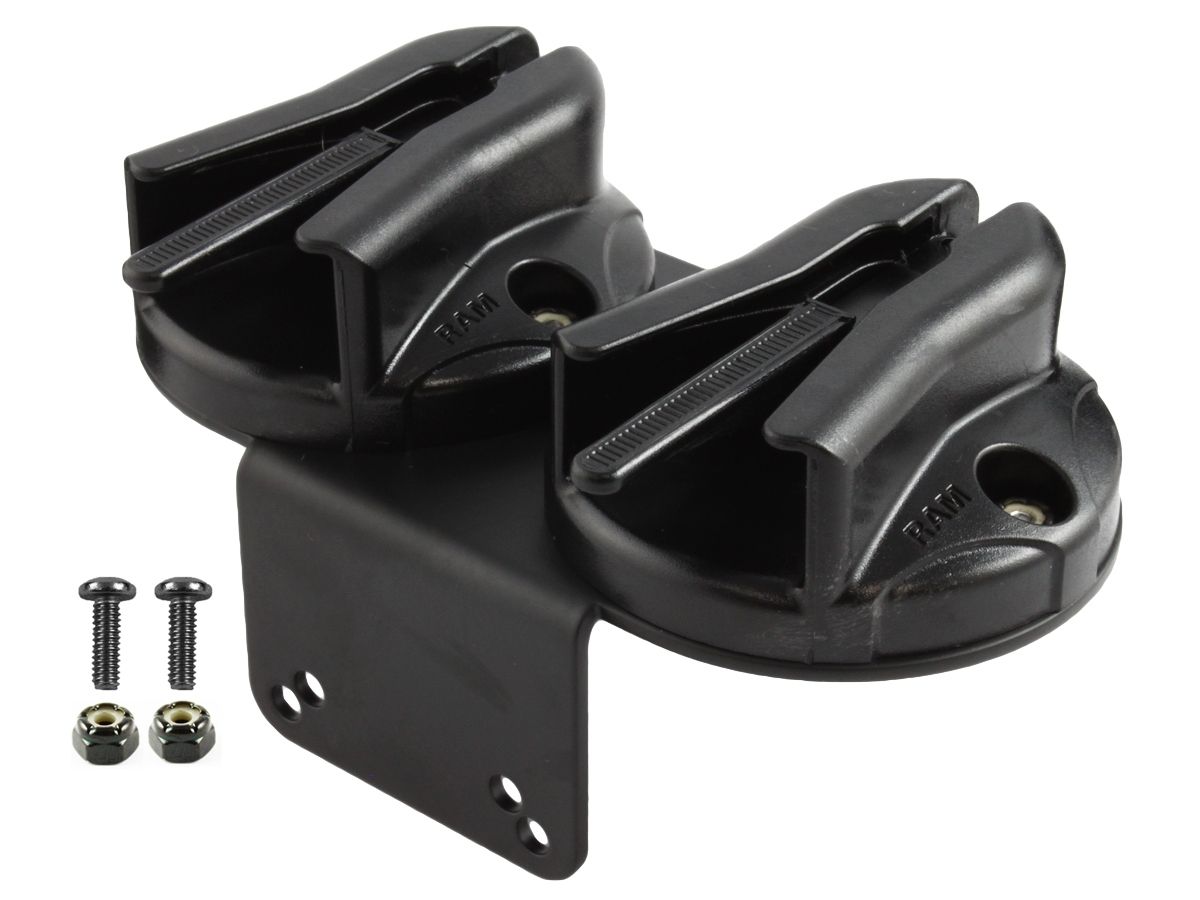 RAM Mounts Doppel-Mikrofon-Clip für Tough-Boxen mit Metall-Winkel (90°) - Verbundstoff, Schrauben-Set