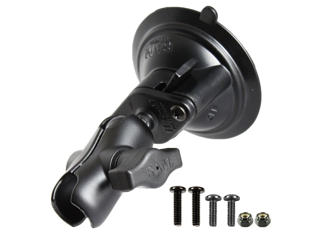 RAM Mounts Saugfuss-Set -  mit runder Basisplatte (AMPS) - nicht montiert, kurzer Verbindungsarm, Diamond-Basisplatte (Trapez), B-Kugel (1 Zoll), im P