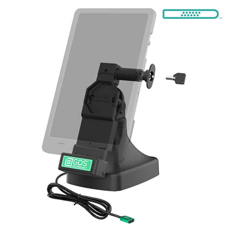 RAM Mounts GDS Uni-Conn Stand-Dockingstation (abschließbar) - Dreh- & Schwenkbar - USB-C-Anschluss - Pogo-Pads unten