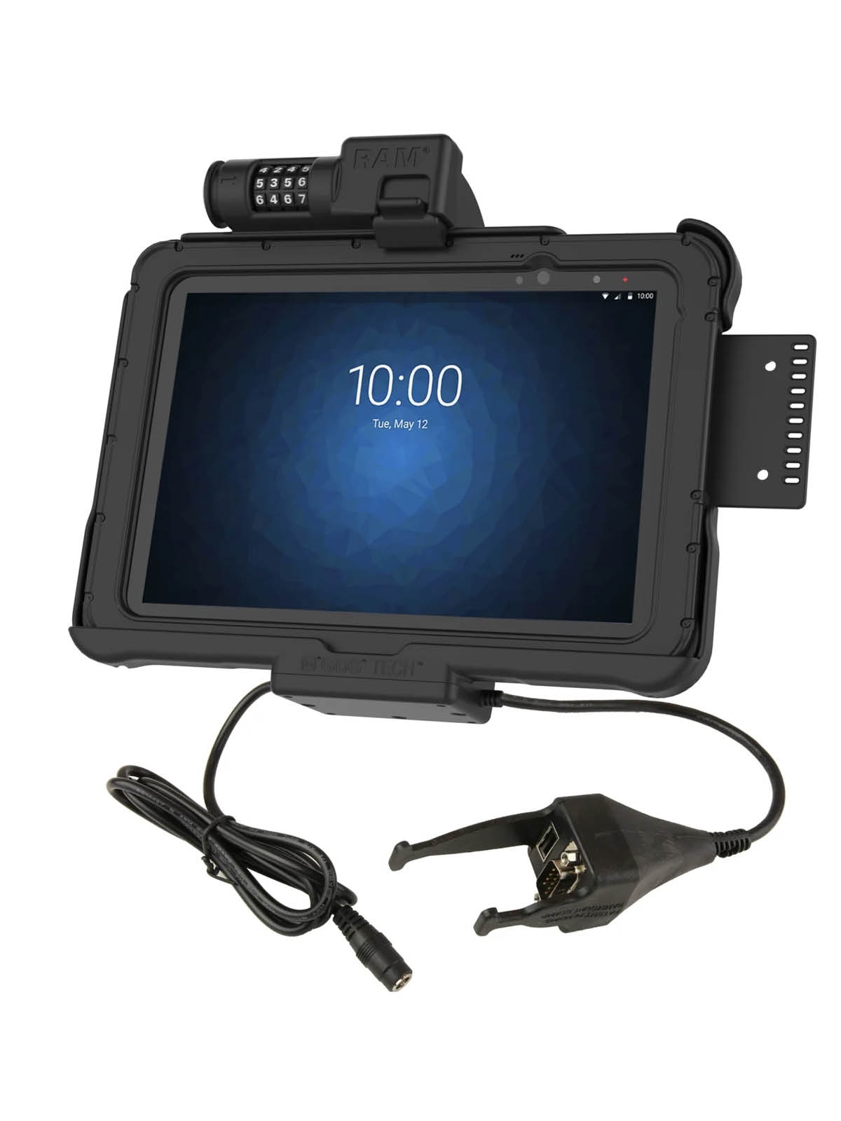RAM Mounts Form-Fit Halteschale (Zahlenschloss) für Zebra ET5x 10.1“ Serie - In Rugged Boot - 5.5mm DC & USB-A/DB-Sub-Anschluss