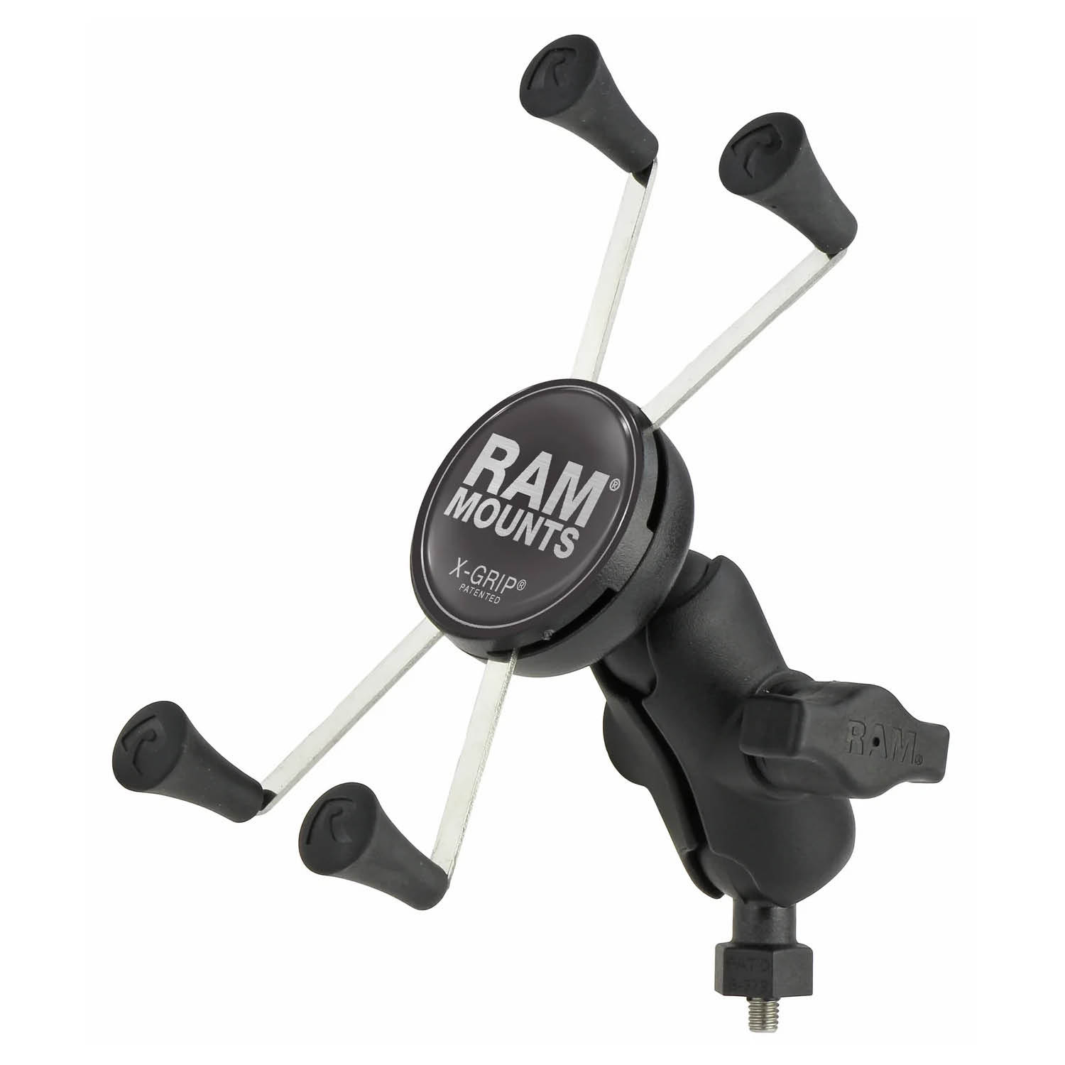 RAM Mounts X-Grip Motorrad-Halterung für Smartphones - Bis 114,3 mm Breite - Kurzer Verbindungsarm - Tough-Ball Basis mit Gewindestift (M6-1 x 6 mm) - B-Kugel (1 Zoll)