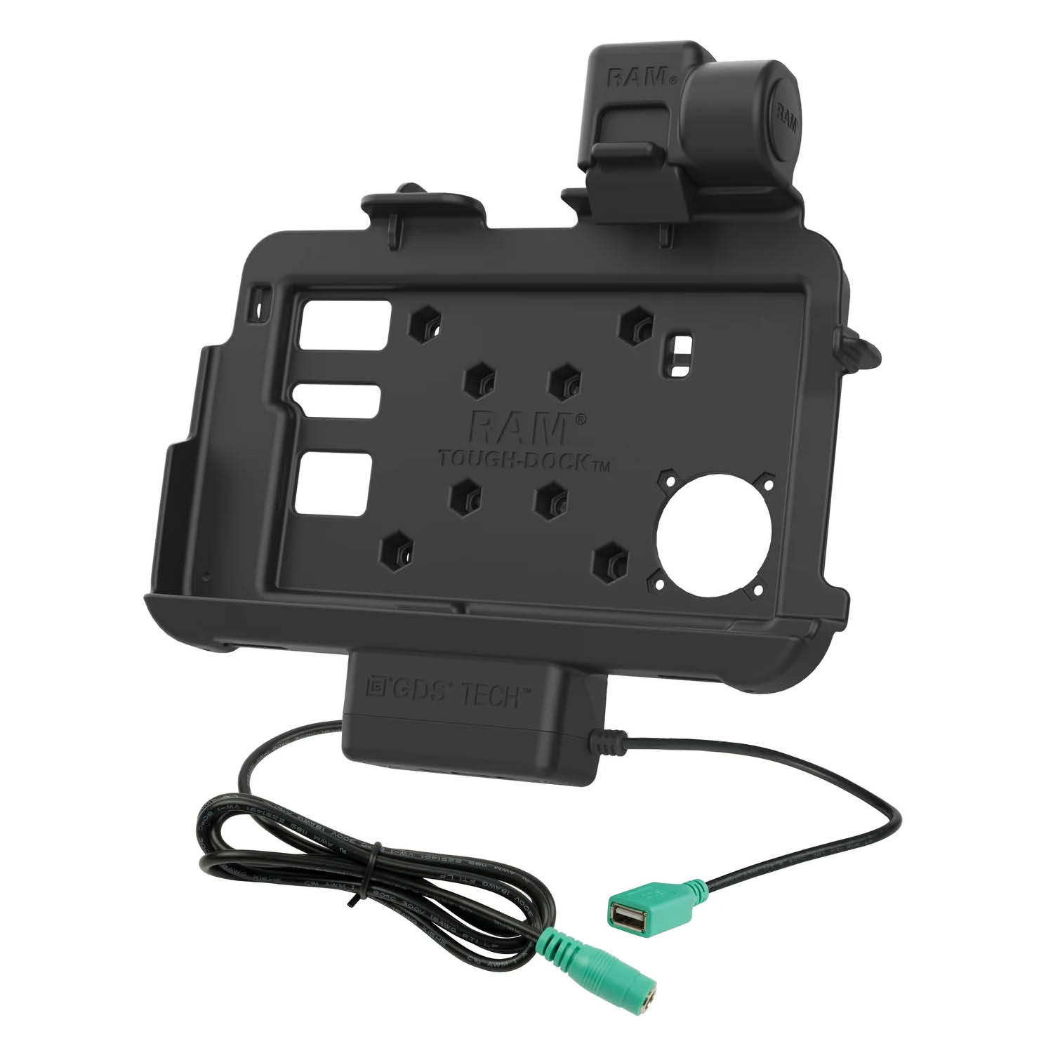 RAM Mounts Thin-Dock Halteschale für Zebra ET401 & ET4x (8 Zoll) Tablets - Mit und Ohne RAM Skin/Rugged Boot - 5.5mm DC & USB-A-Anschluss