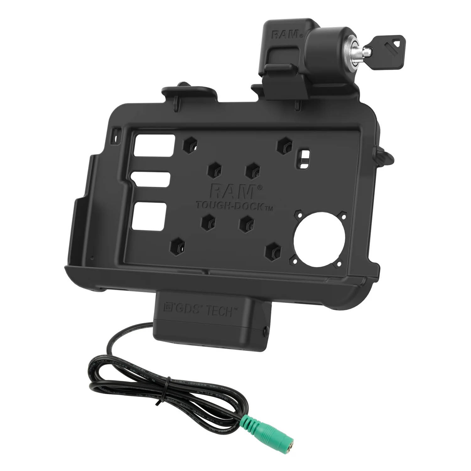 RAM Mounts Thin-Dock Halteschale (Schlüsselverriegelung) für Zebra ET401 & ET4x (8 Zoll) Tablets - Mit und Ohne RAM Skin/Rugged Boot - 5.5mm DC-Anschluss