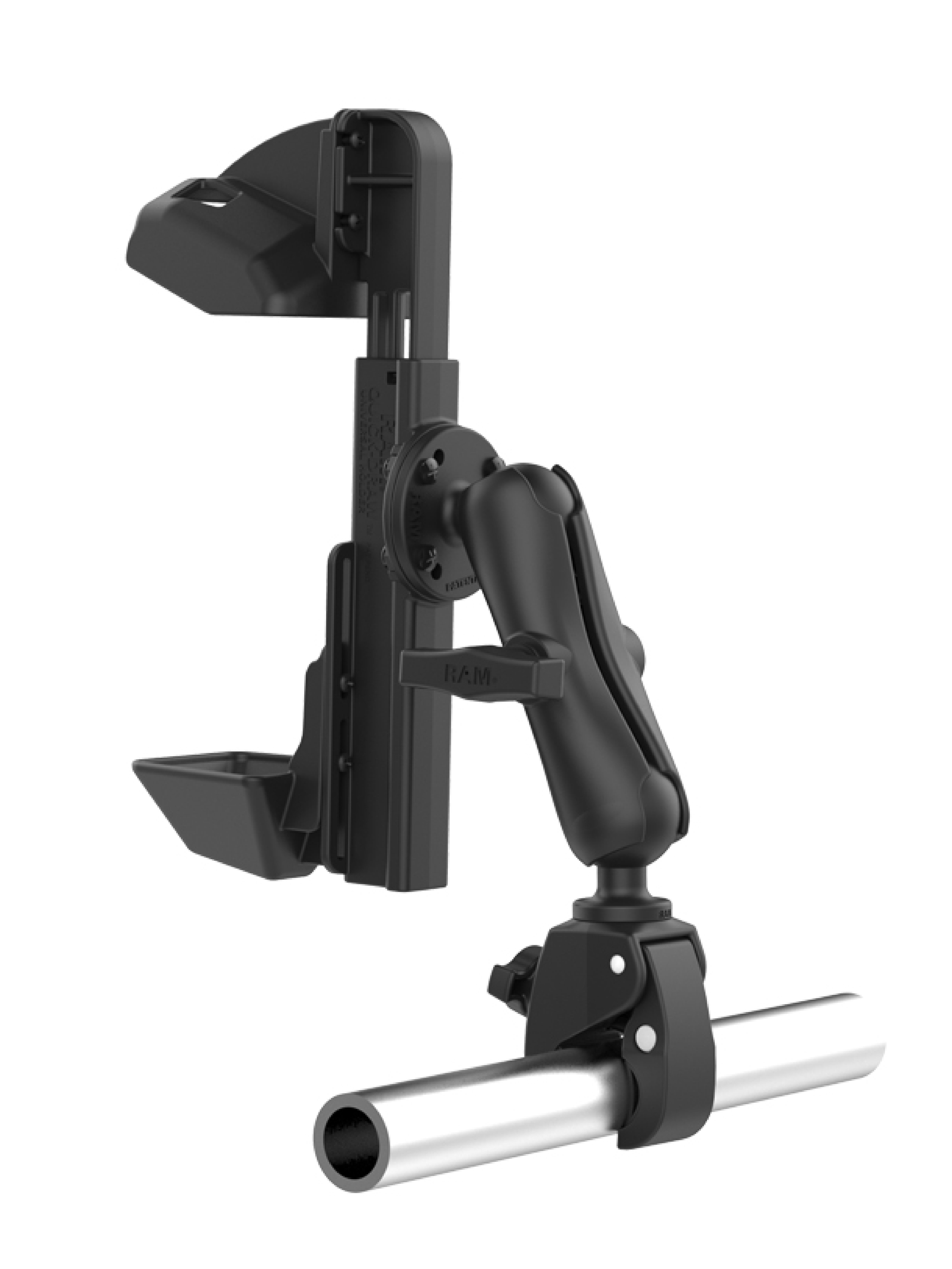 RAM Mounts Quick-Draw Aufbau-Set Halterung für Zebra TC8000 & TC8300 - Tough-Claw Klein (15,8-28,9mm) - Mittlerer Verbindungsarm (ca. 145 mm Länge) - Runde Basisplatte (C-Kugel - 1,5 Zoll - AMPS)