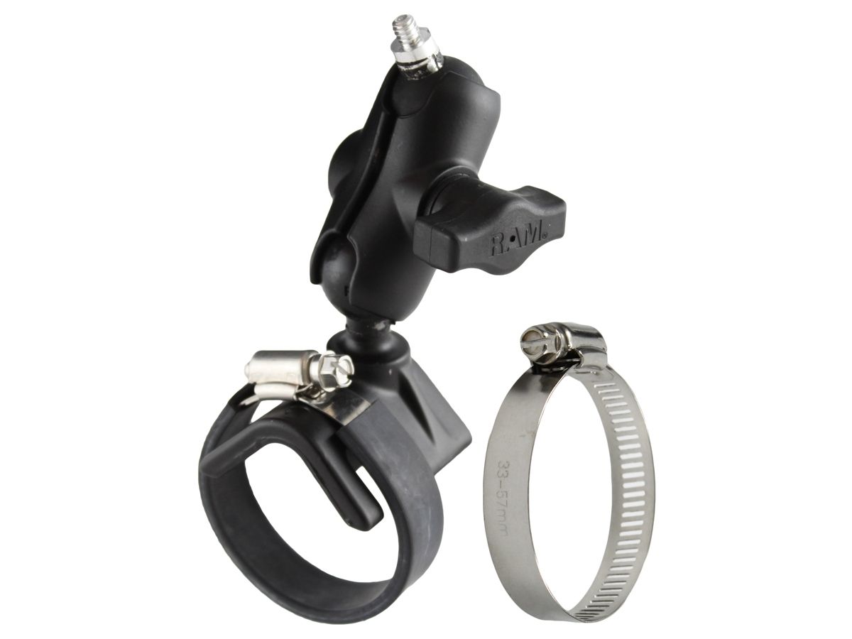 RAM Mounts Kamera-Halterung (kurz) für Lenker/Rohre mit 1/4"-20 Gewindestift - mit Klemmschelle, B-Kugel (1 Zoll), im Polybeutel