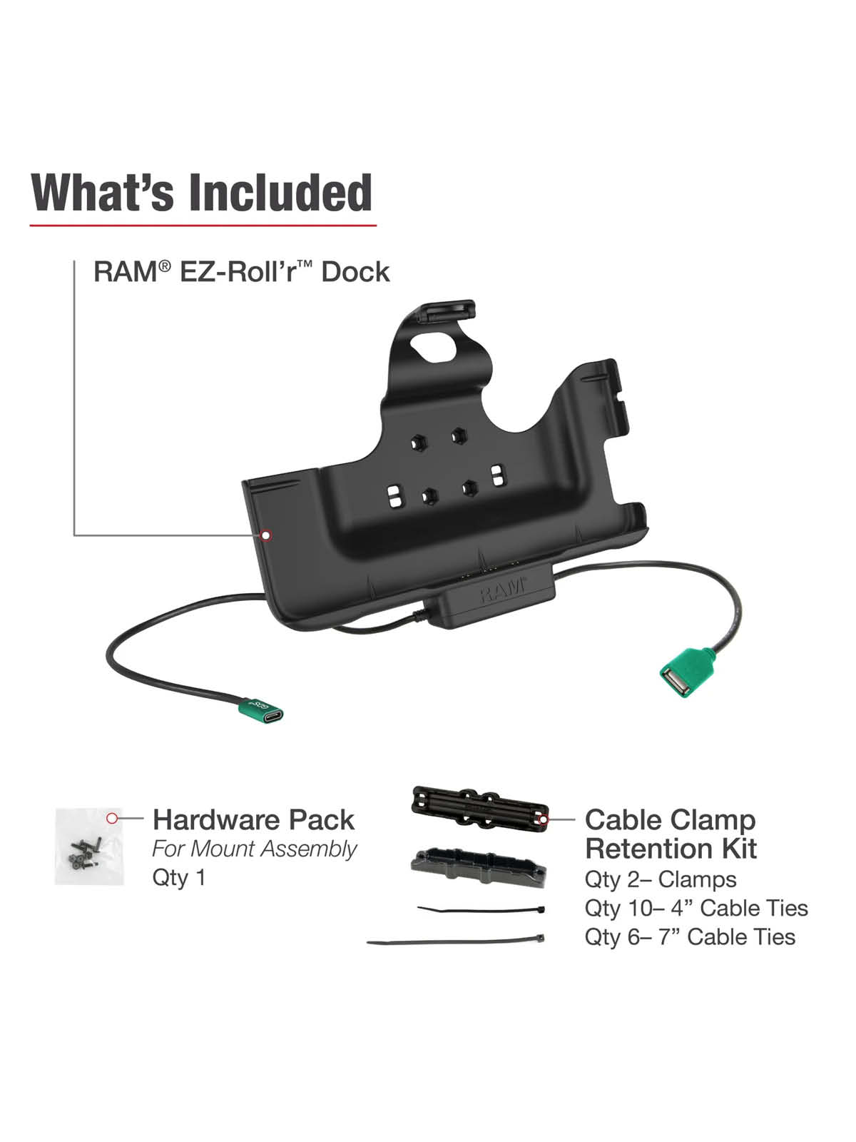 RAM Mounts EZ-Roll'r Halteschale für Samsung Tab Active4 Pro & Active5 Pro - In OEM/RAM Schutzhülle - USB-C & USB-A-Anschluss - 4-Loch AMPS