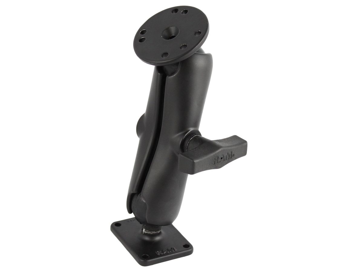 RAM Mounts Aufbau-Set - rechteckige Basisplatte (2x2,5 Zoll), mittlerer Verbindungsarm, runde Basisplatte (AMPS), C-Kugel (1,5 Zoll), im Polybeutel