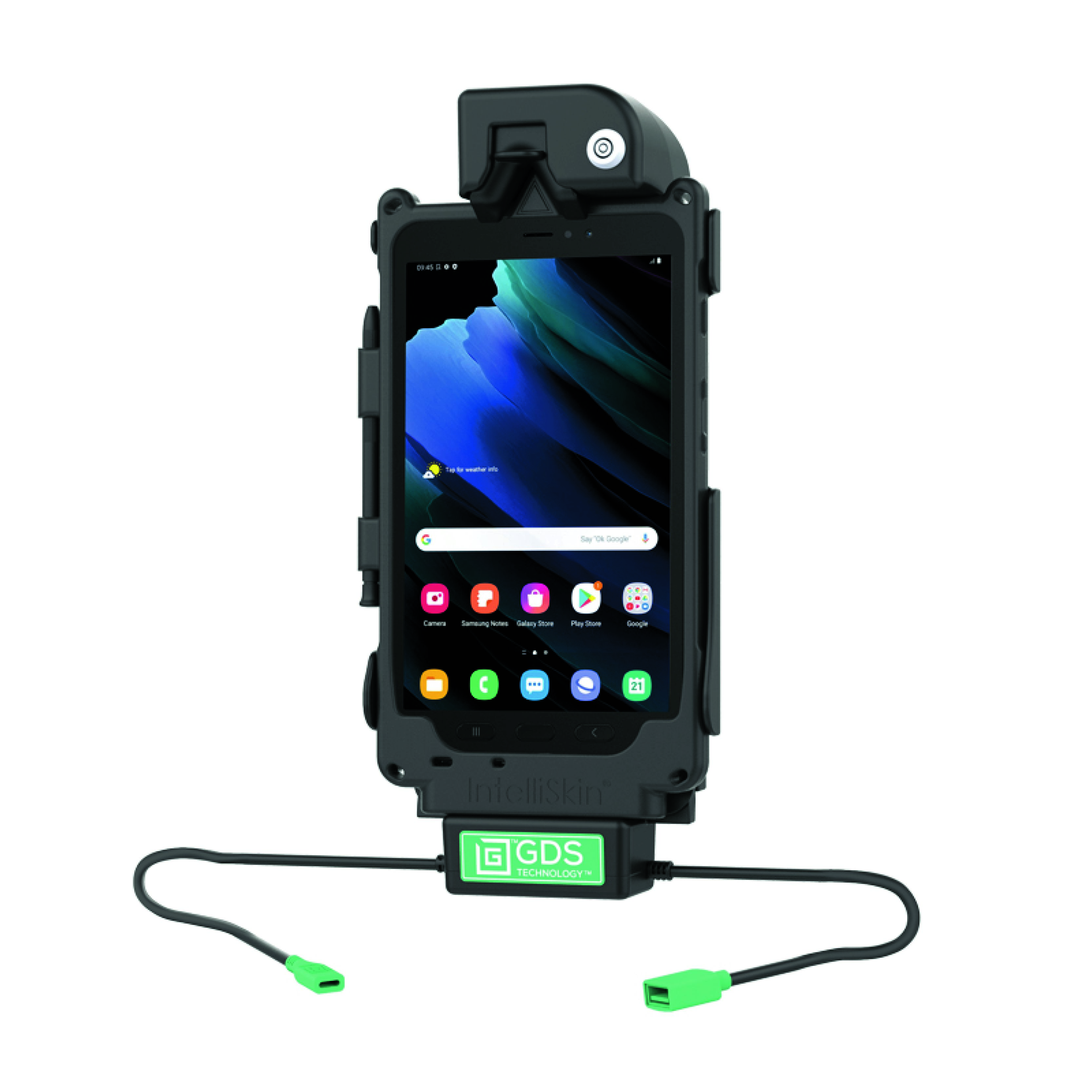 RAM Mounts GDS Cool-Dock Halteschale (Schnappverschluss) für Samsung Tab Active3 & Active5 - in IntelliSkin Schutzhülle - USB-C & Dual USB-A-Anschluss