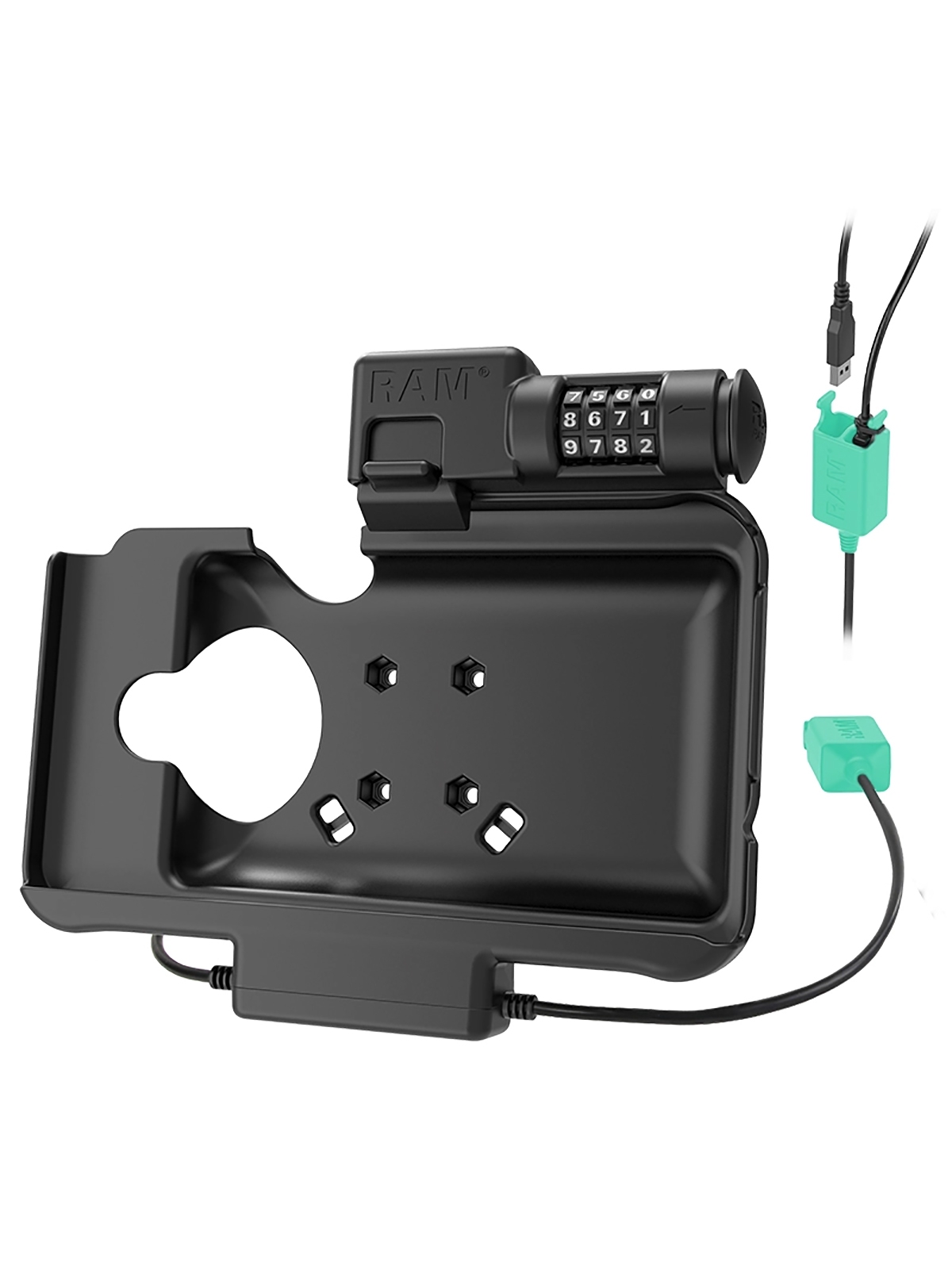 RAM Mounts Docking-Station Samsung Tab Active5 & 3 - Dual microUSB, abschließbar (Zahlenschloss), AMPS-Anbindung