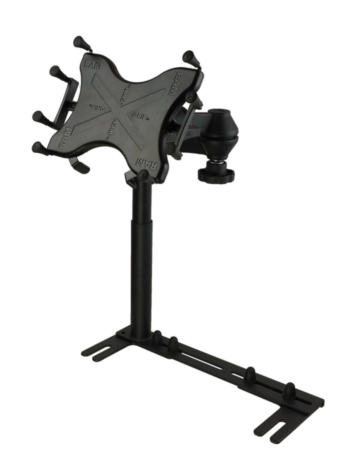 RAM Mounts Fahrzeug-Halterung für 9-10 Zoll Tablets - Universal Fahrzeug-Basis, Doppel-Schwenkarm, X-Grip Halteschale