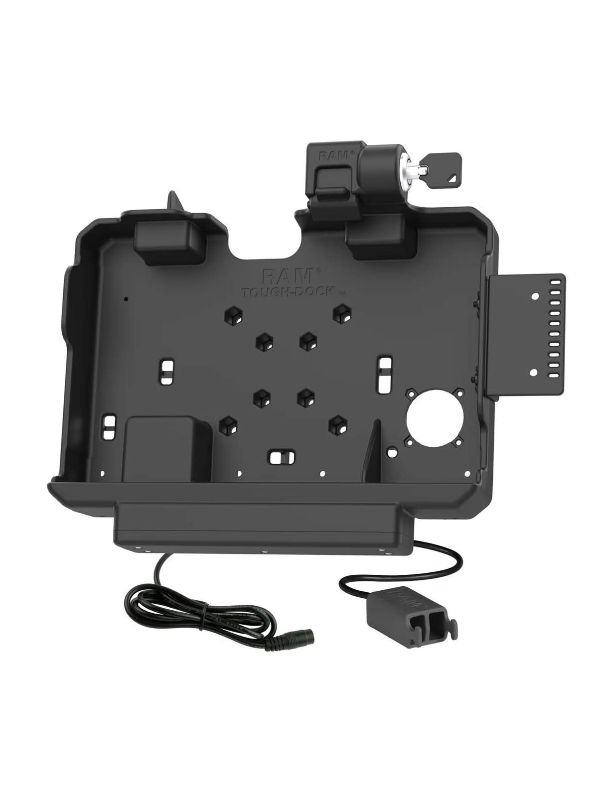 RAM Mounts Form-Fit Docking-Station für Getac ZX10 - abschließbar, Stromversorgung, Dual USB-A Datenanbindung, 4-Loch AMPS- und VESA-Aufnahme