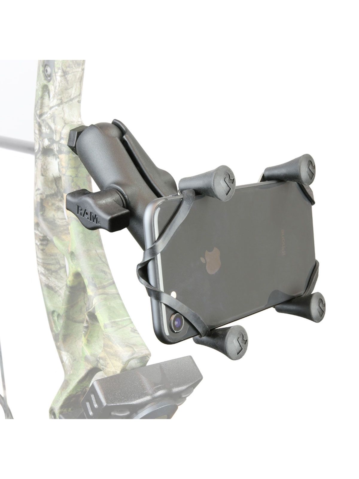 RAM Mounts X-Grip Halterung für Smartphones (Sportbogen) - Bis 82,55 mm Breite - Mittlerer Verbindungsarm - Tough-Ball Basis mit Gewindestift (5/16 Zoll - 24 X 0,375 Zoll) - B-Kugel (1 Zoll)