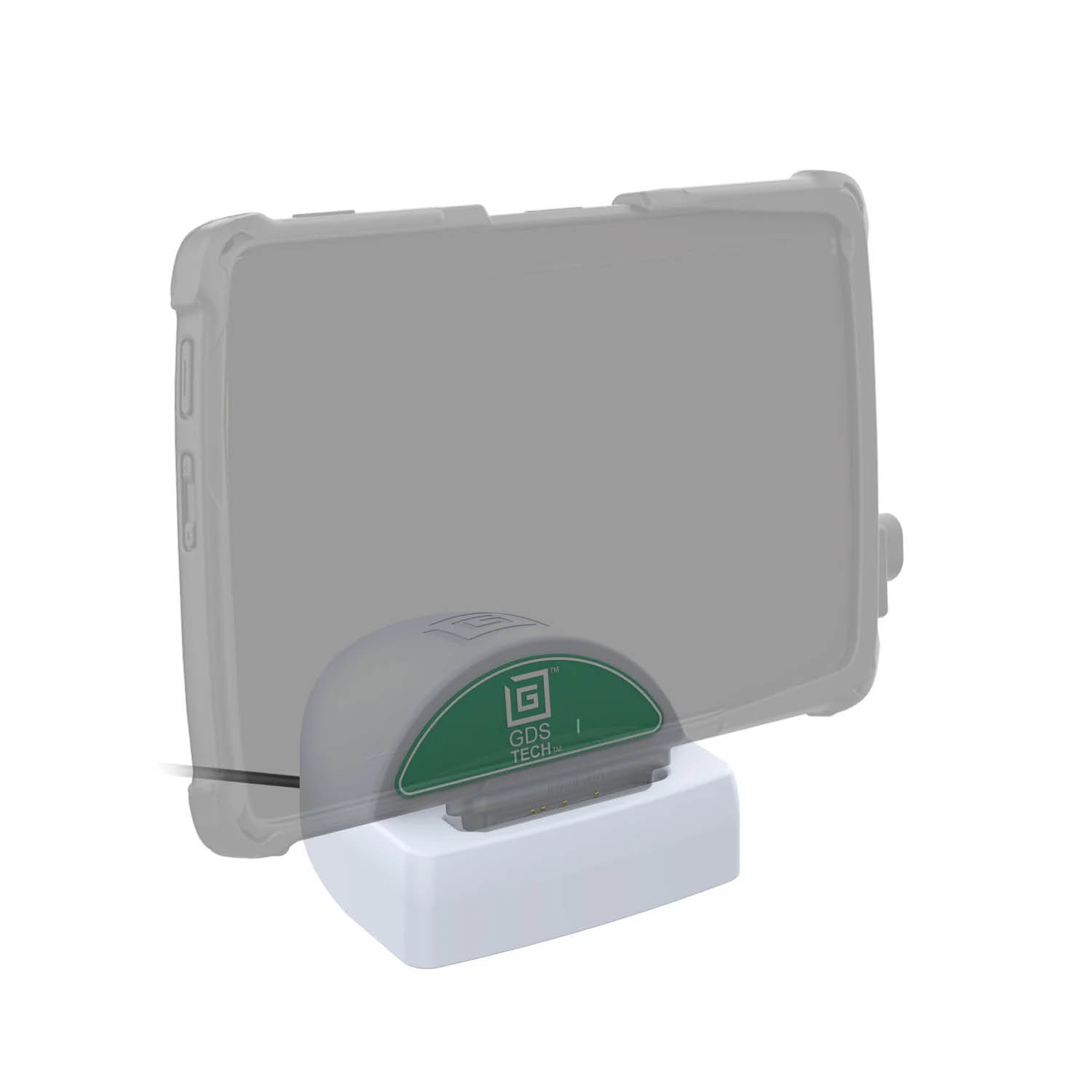 RAM Mounts GDS® Tisch-Ladestation (Low-Profile) Power Delivery für große Tablets in IntelliSkin Schutzhülle - USB-C 2.0, hellgrau