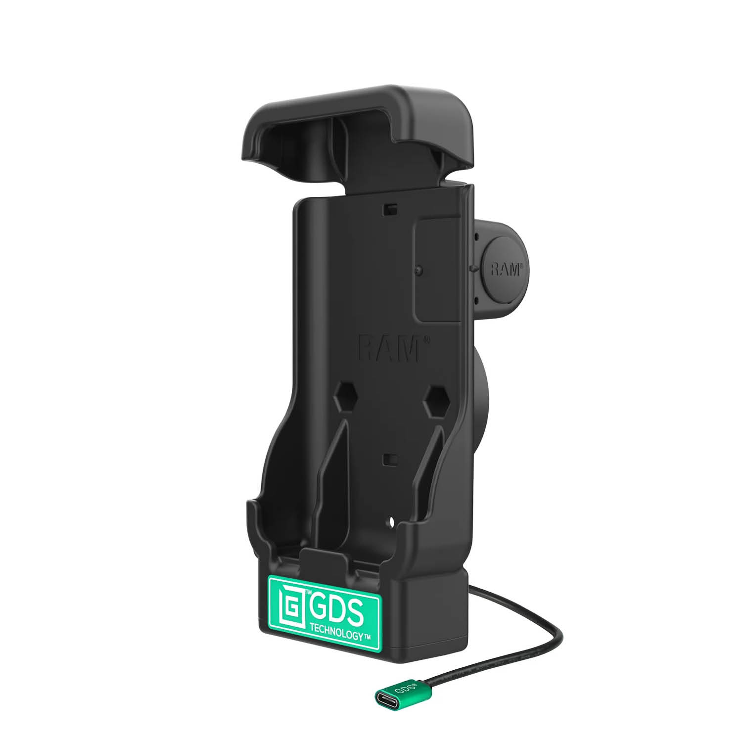RAM Mounts GDS Powered Vehicle Dock for Honeywell CT37 (in IntelliSkin Protective Sleeve) - USB-C Power Supply - 2-Hole AMPS - GDS Technology