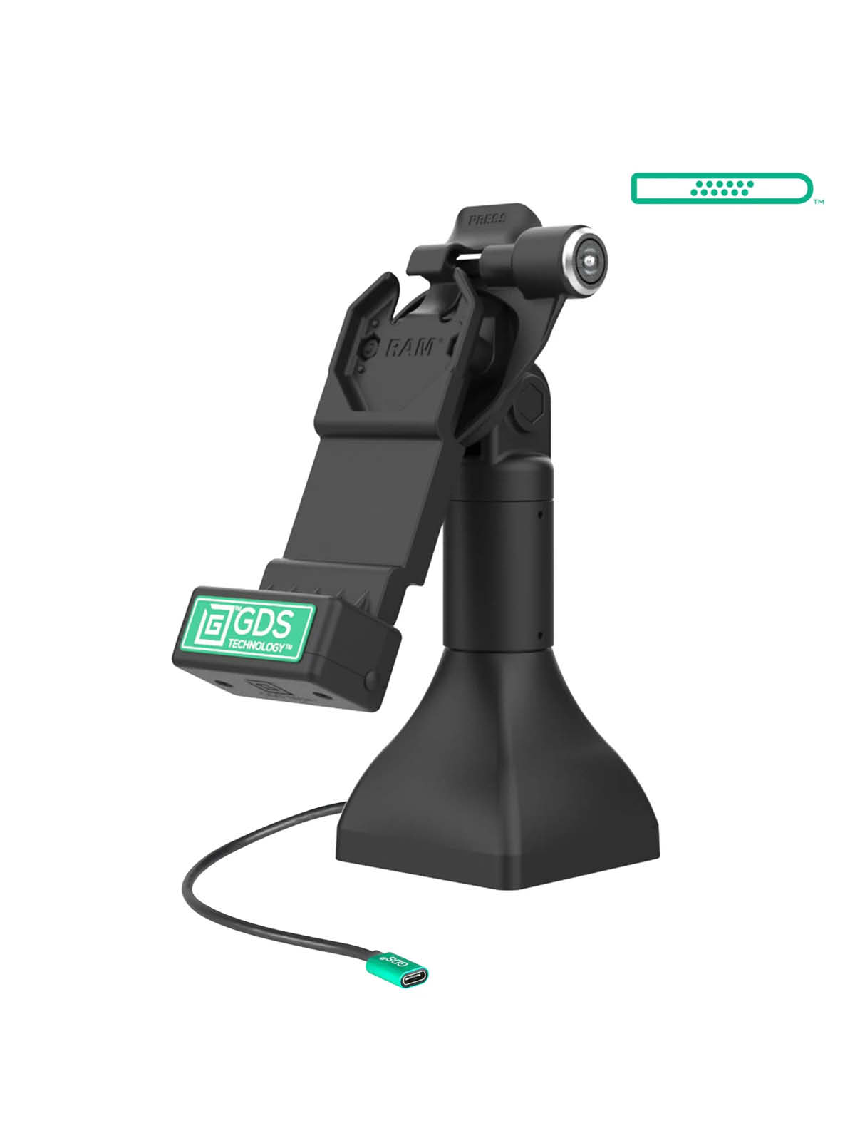 RAM Mounts GDS Uni-Conn Stand-Dockingstation (7 Zoll) mit Schlüsselverriegelung (Rechts) - Dreh- & Schwenkbar - USB-C-Anschluss