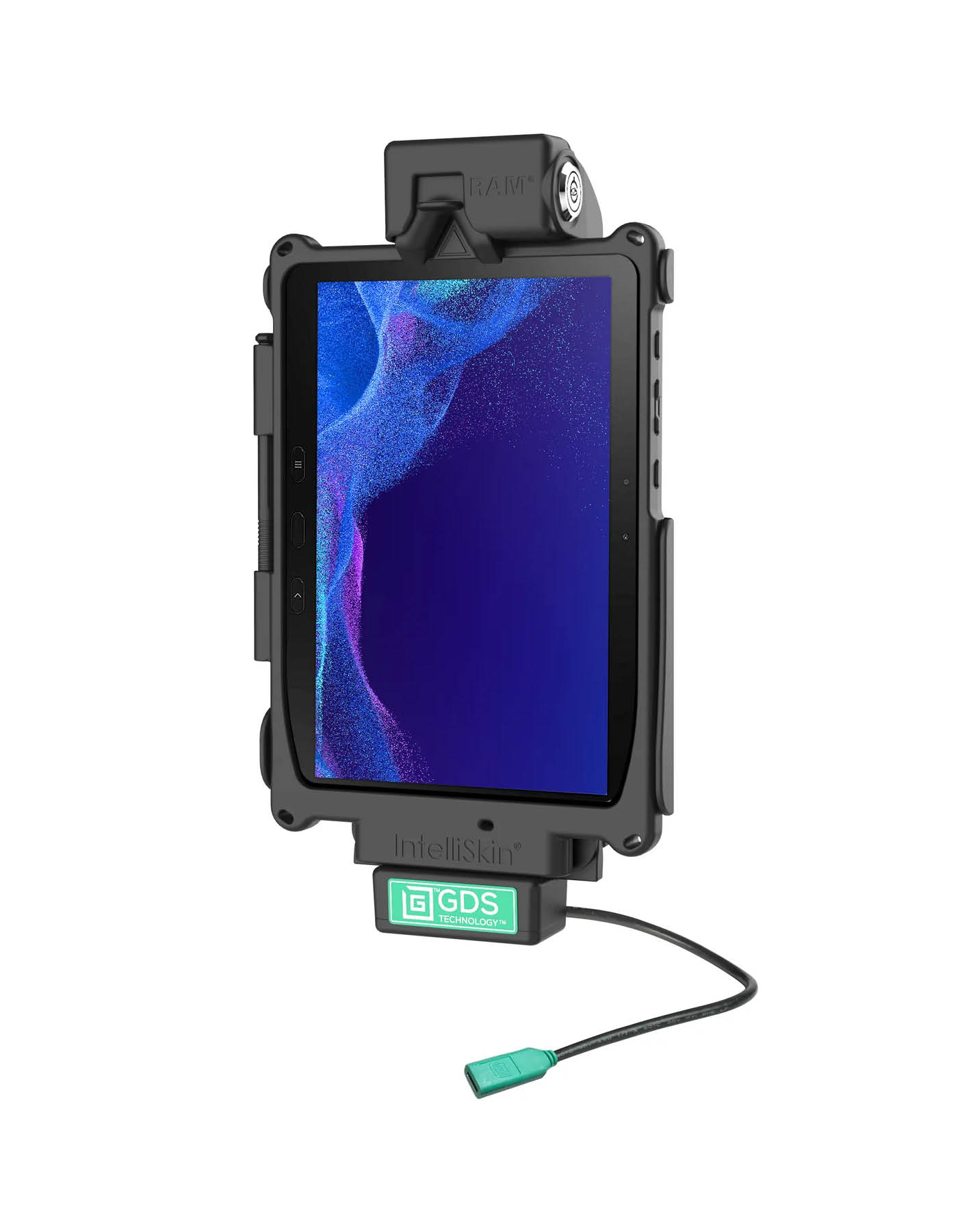 RAM Mounts GDS Tough-Dock Halteschale (Schlüsselverriegelung) für Samsung Tab Active4 Pro & Active5 Pro - in IntelliSkin Next Gen Schutzhülle - USB-C-Anschluss