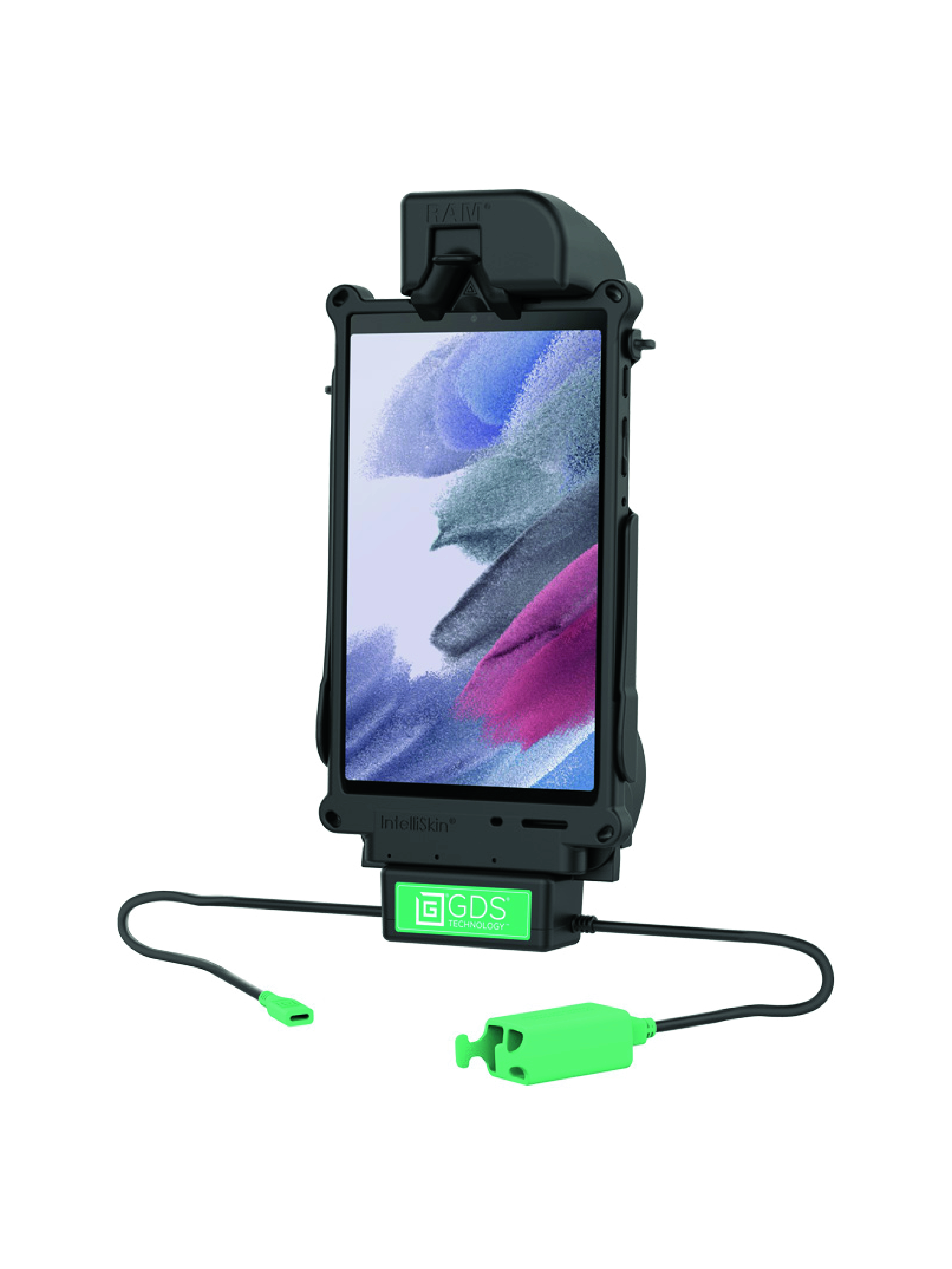 RAM Mounts GDS Tough-Dock Halteschale (Schnappverschluss) für Samsung Tab A7 Lite (8.7“) & A9 - in IntelliSkin Next Gen Schutzhülle - USB-C & Dual USB-A-Anschluss