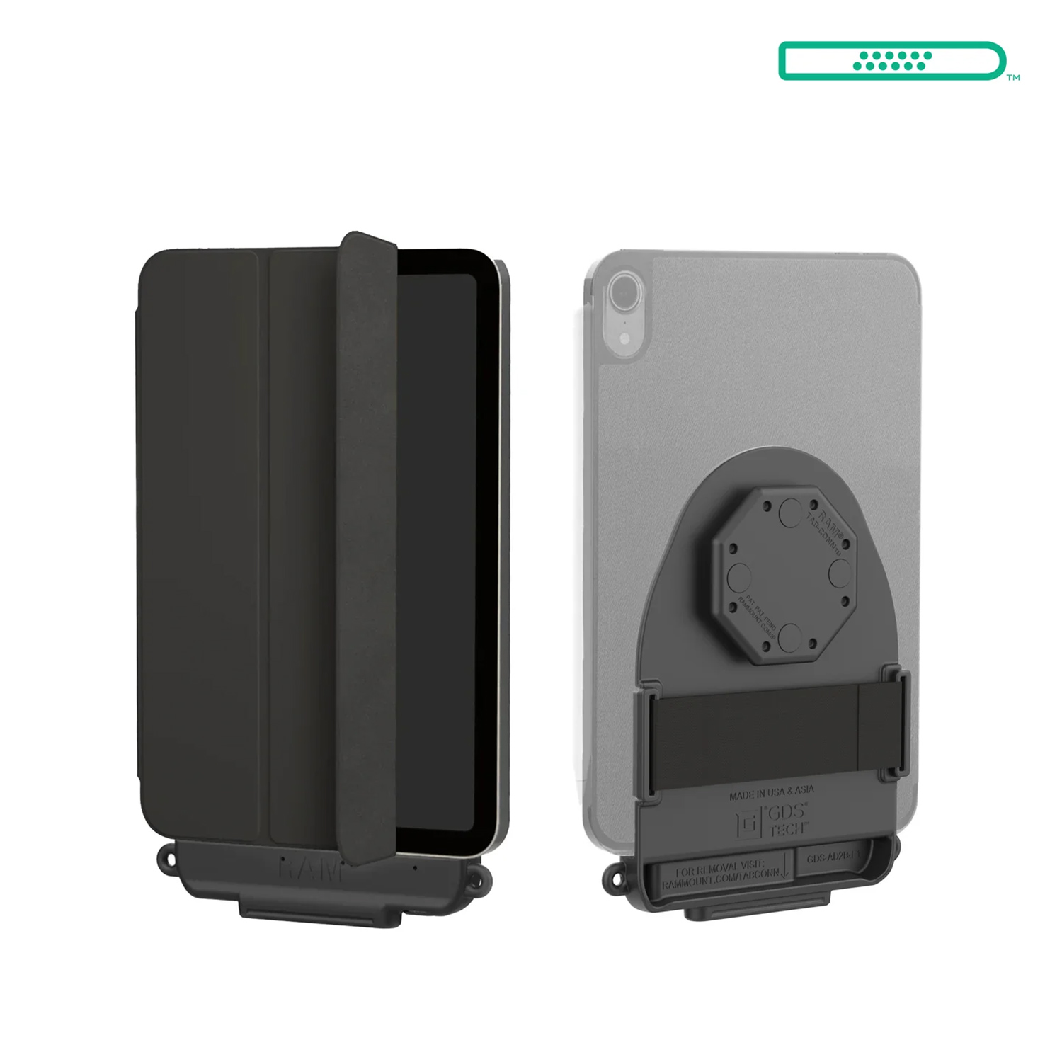 RAM Mounts GDS Tab-Conn für Tablets in Folio-Style Schutzhüllen - D-Shape Pogo-Pads (unten)