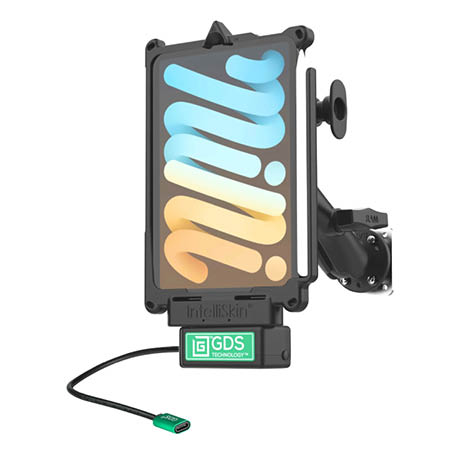 RAM Mounts GDS Uni-Conn Fahrzeug-Kit für Apple iPad mini (A17 Pro) / mini 6 - Stahl-Verstärkungsplatte (53,34 x 66,04 mm), USB-C-Anschluss