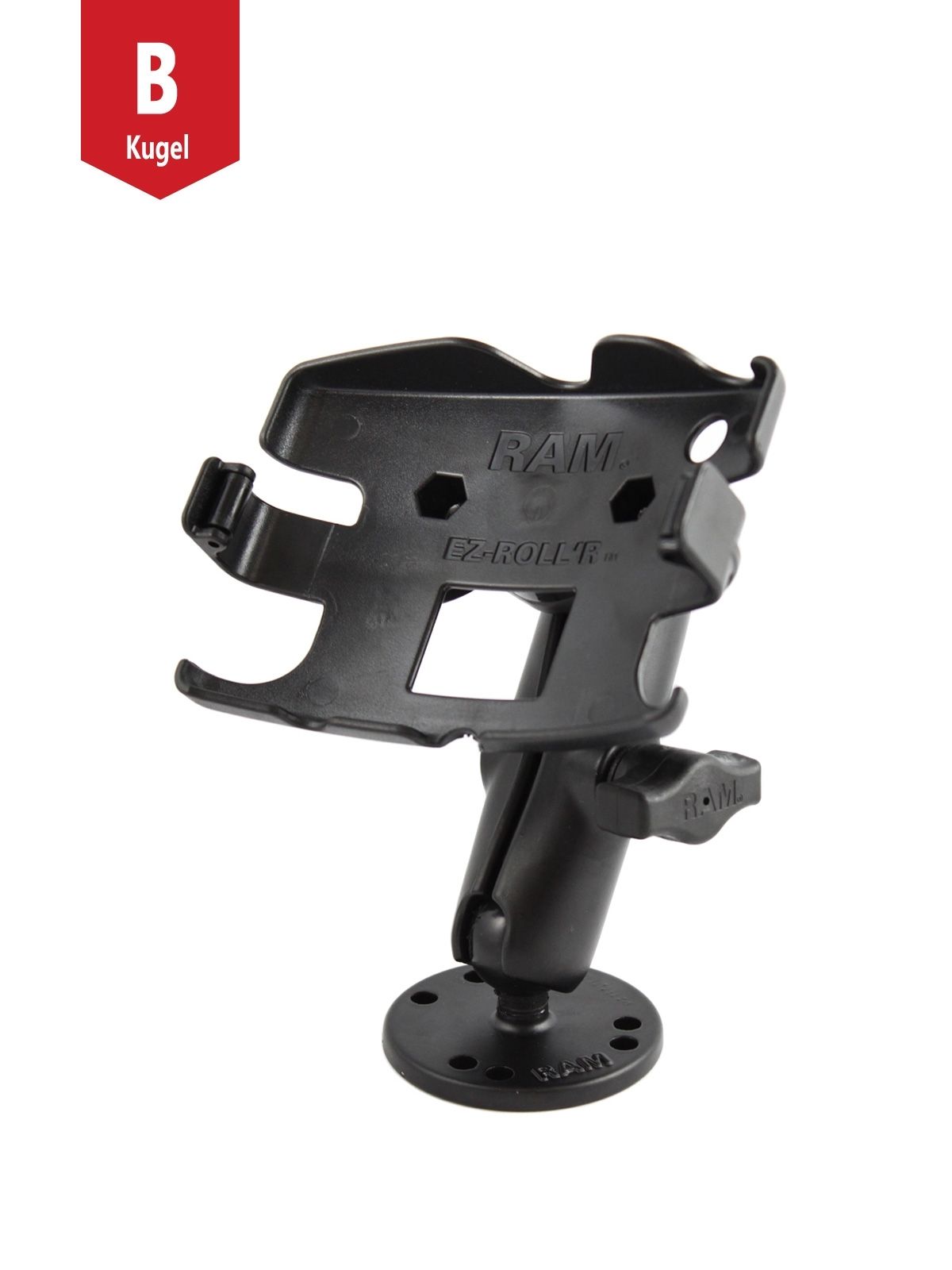 RAM Mounts Aufbau-Halterung TomTom 720/920 - B-Kugel (1 Zoll), runde Basisplatte (AMPS), mittlerer Verbindungsarm