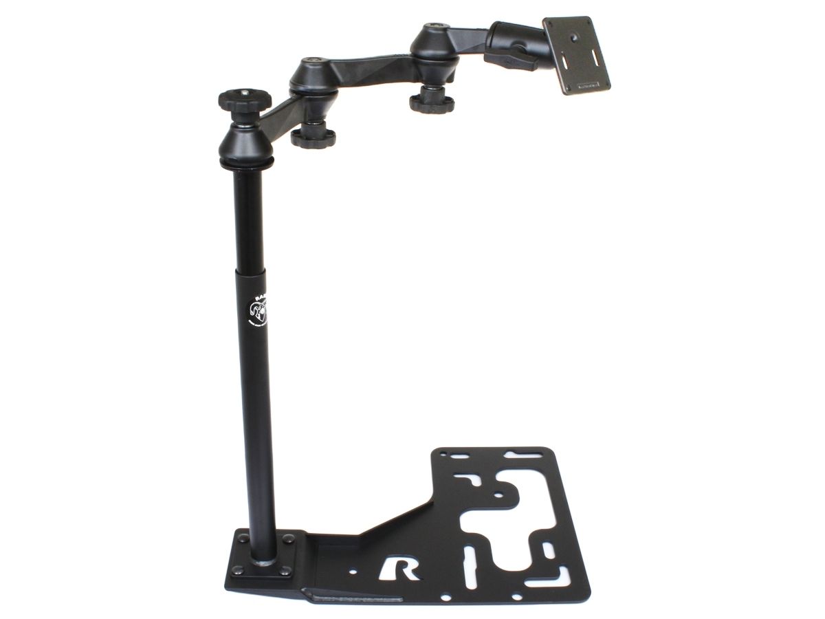 RAM Mounts Universal Schwenkarm-Halterung mit VESA-Platte für LKWs - Fahrzeug-Basis, Doppel-Schwenkarm, VESA-Platte (4x 75 mm Lochraster), C-Kugel (1,5 Zoll)
