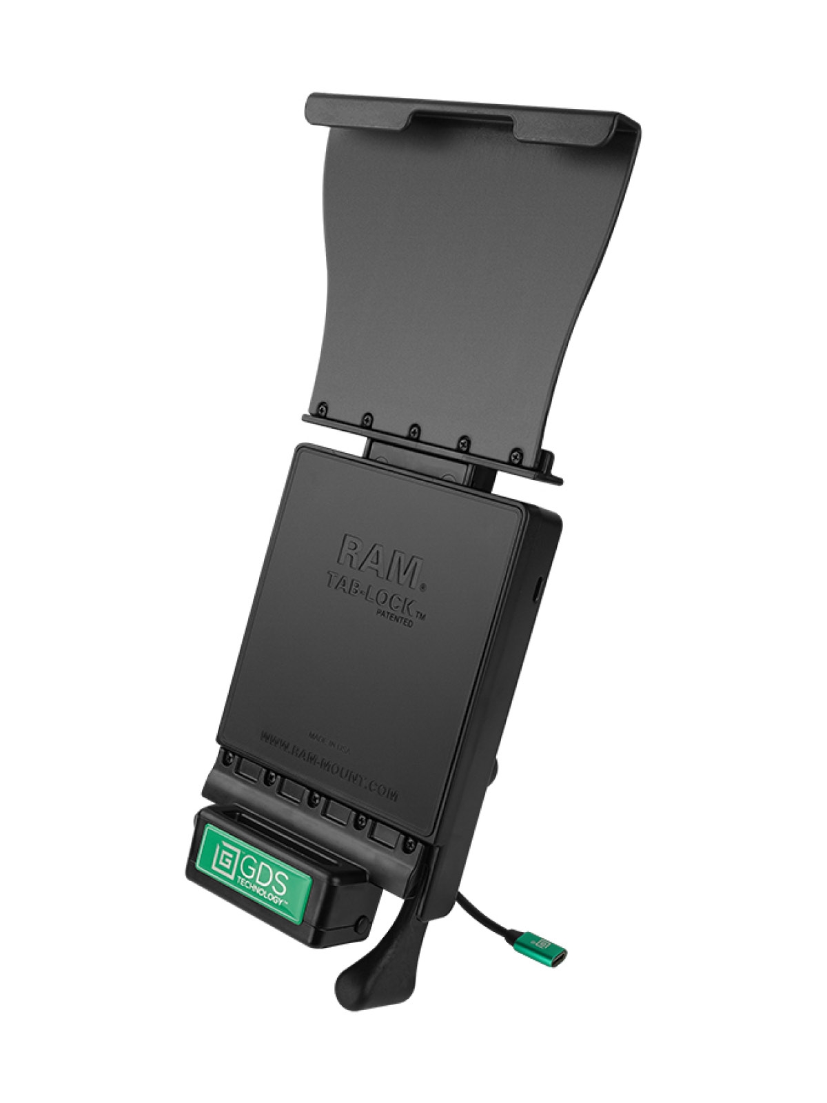 RAM Mounts GDS Halteschale (Schlüsselverriegelung) für Apple iPad Pro 12.9“ (3-5 Gen.) - In IntelliSkin Schutzhülle - USB-C-Anschluss