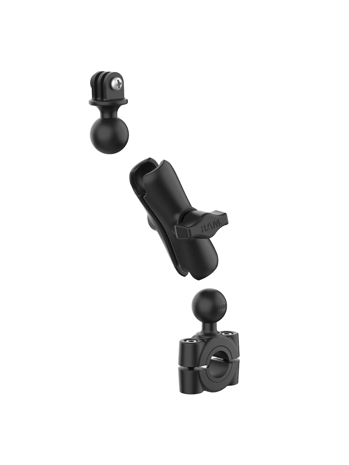 RAM Mounts GoPro Torque-Kamerahalterung (mittel) - B-Kugel (1 Zoll), Torque-Basis (19-25 mm Durchmesser), mittlerer Verbindungsarm