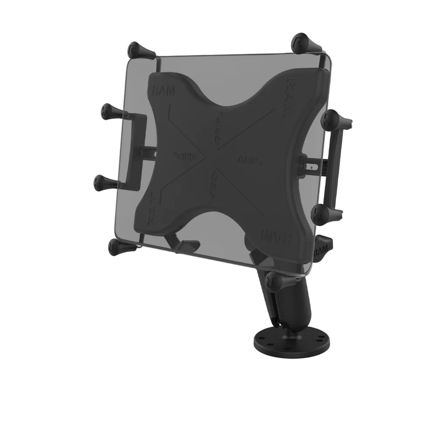 RAM Mounts X-Grip Aufbauhalterung für 12-13 Zoll Tablets - Runde Basisplatte - Langer Verbindungsarm - Runde Basisplatte (AMPS) - B-Kugel (1 Zoll) - Schrauben-Set