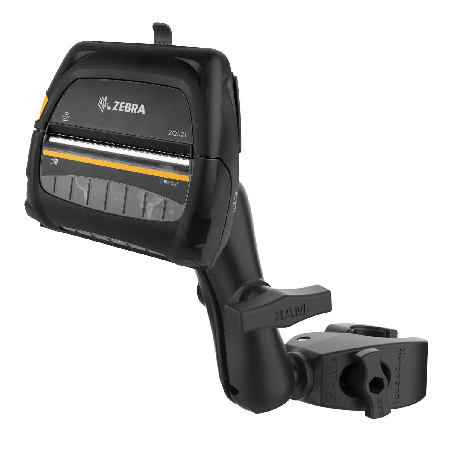 RAM Mounts Klemmhalterung für Zebra ZQ521 Drucker - C-Kugel (1,5 Zoll), Medium Tough-Claw™ (25,4-40,6 mm Durchmesser)